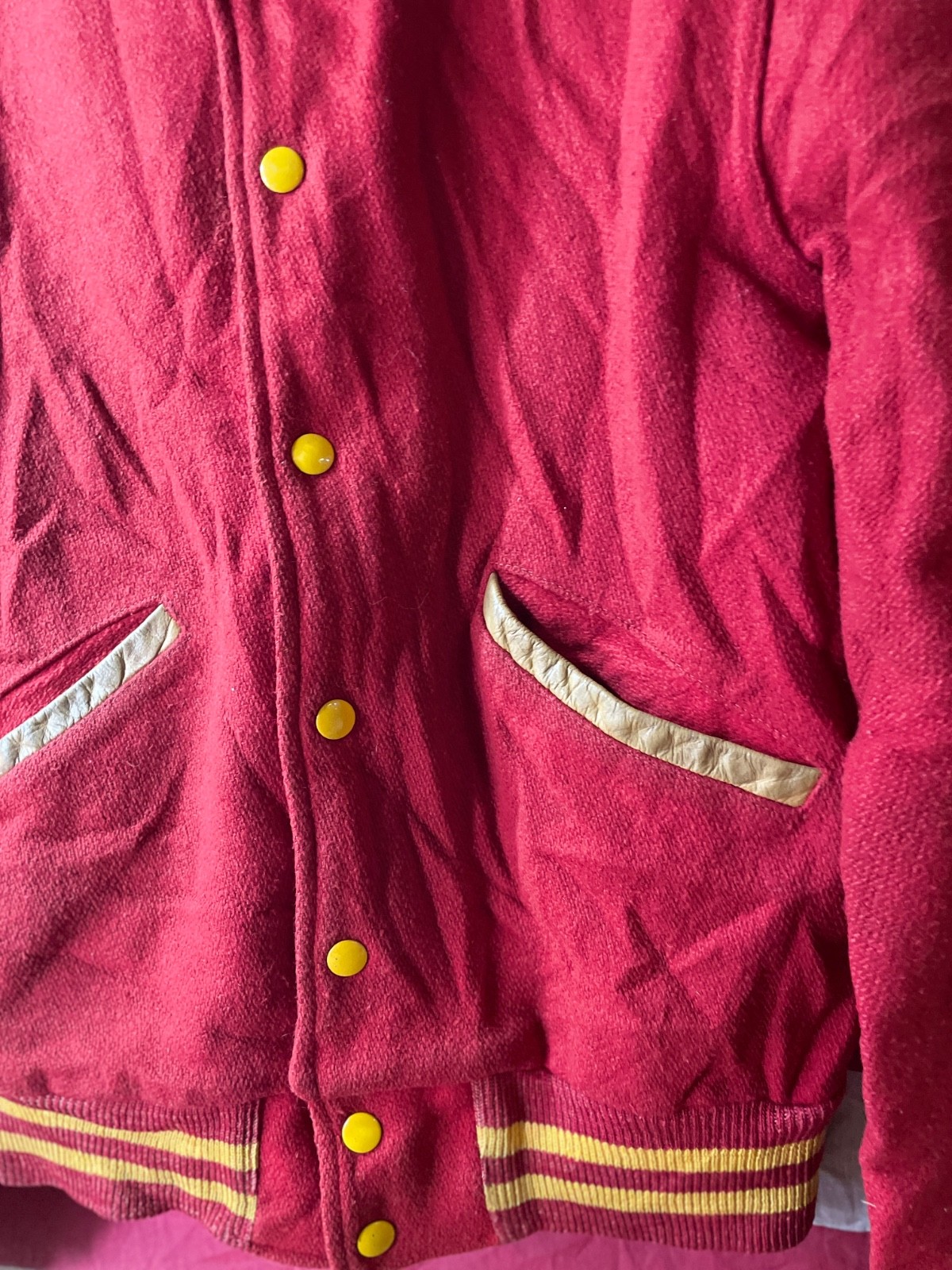 Vintage 1940s–50s Butwin Varsity Jacket “Penn Hills” – Red Wool, Yellow Trim