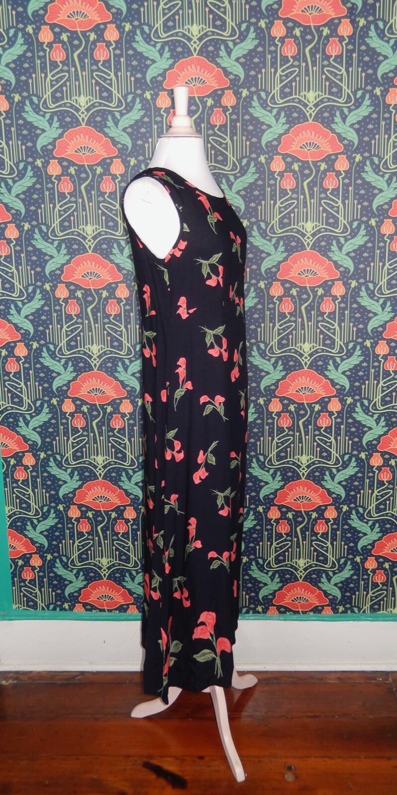 Vintage 90’s Y2K Molly Malloy Calla Lily Floral Grunge Sleeveless Midi Dress 6