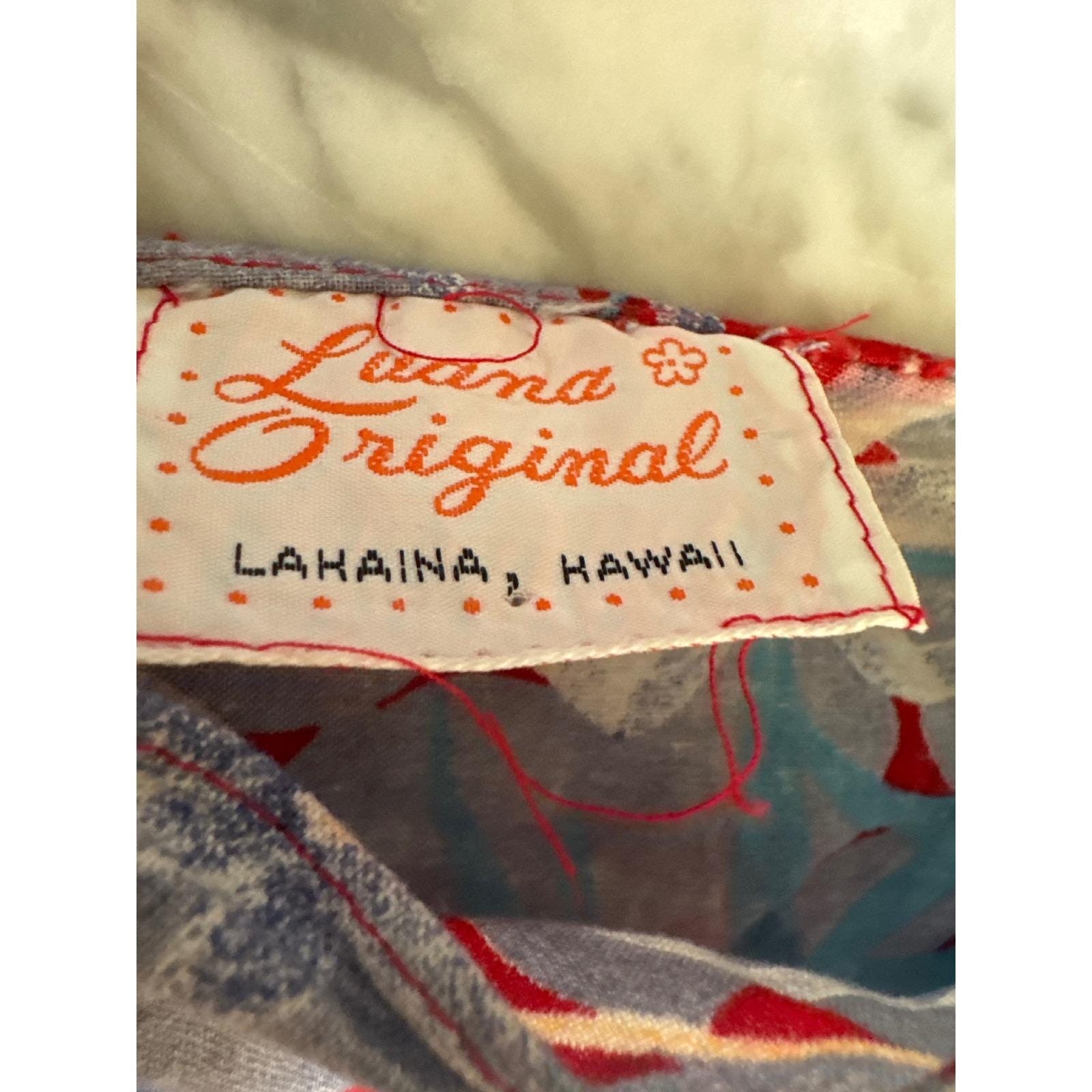 Luana Original Lahaina Hawaii One Shoulder Floral Maxi Dress Red Blue VTG Wrap
