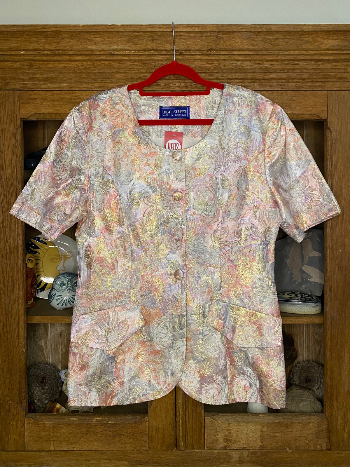 Silvery Pastel Floral Blouse Size 14