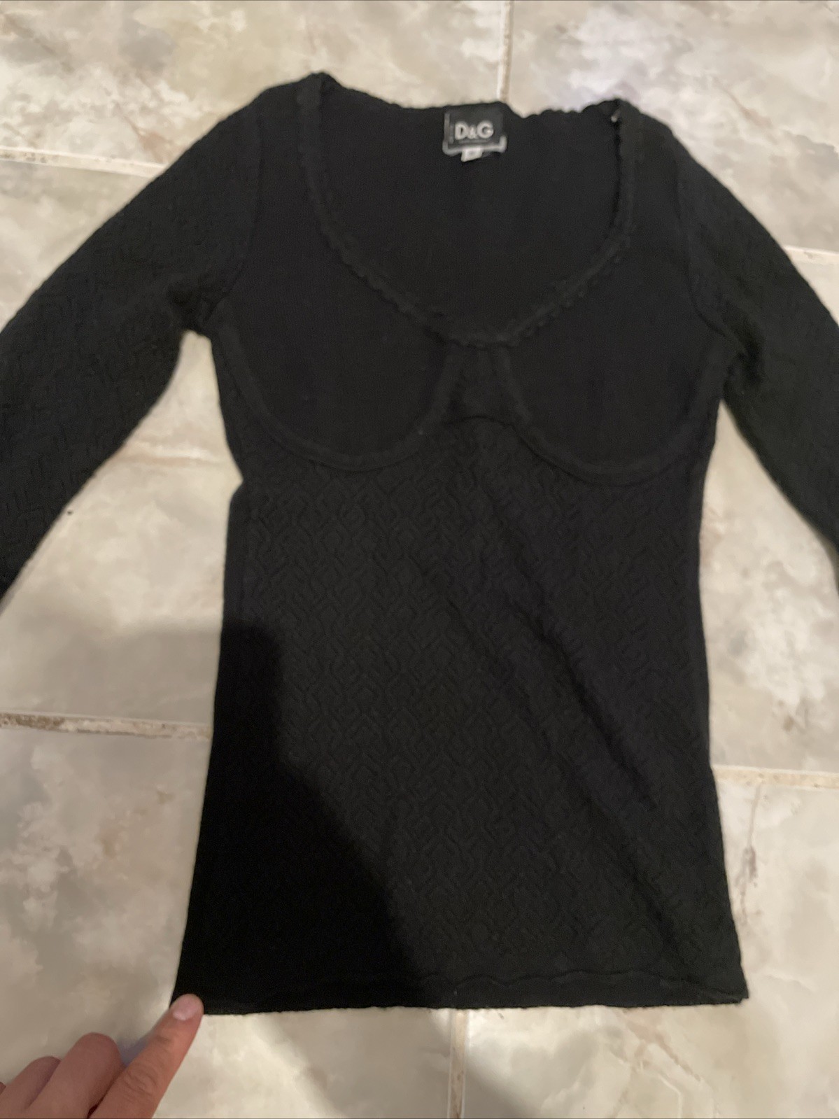 VTG 80s 90s Dolce & Gabbana Women’s SZ S Blouse Knit Ribbed Longsleeve T-Shirt