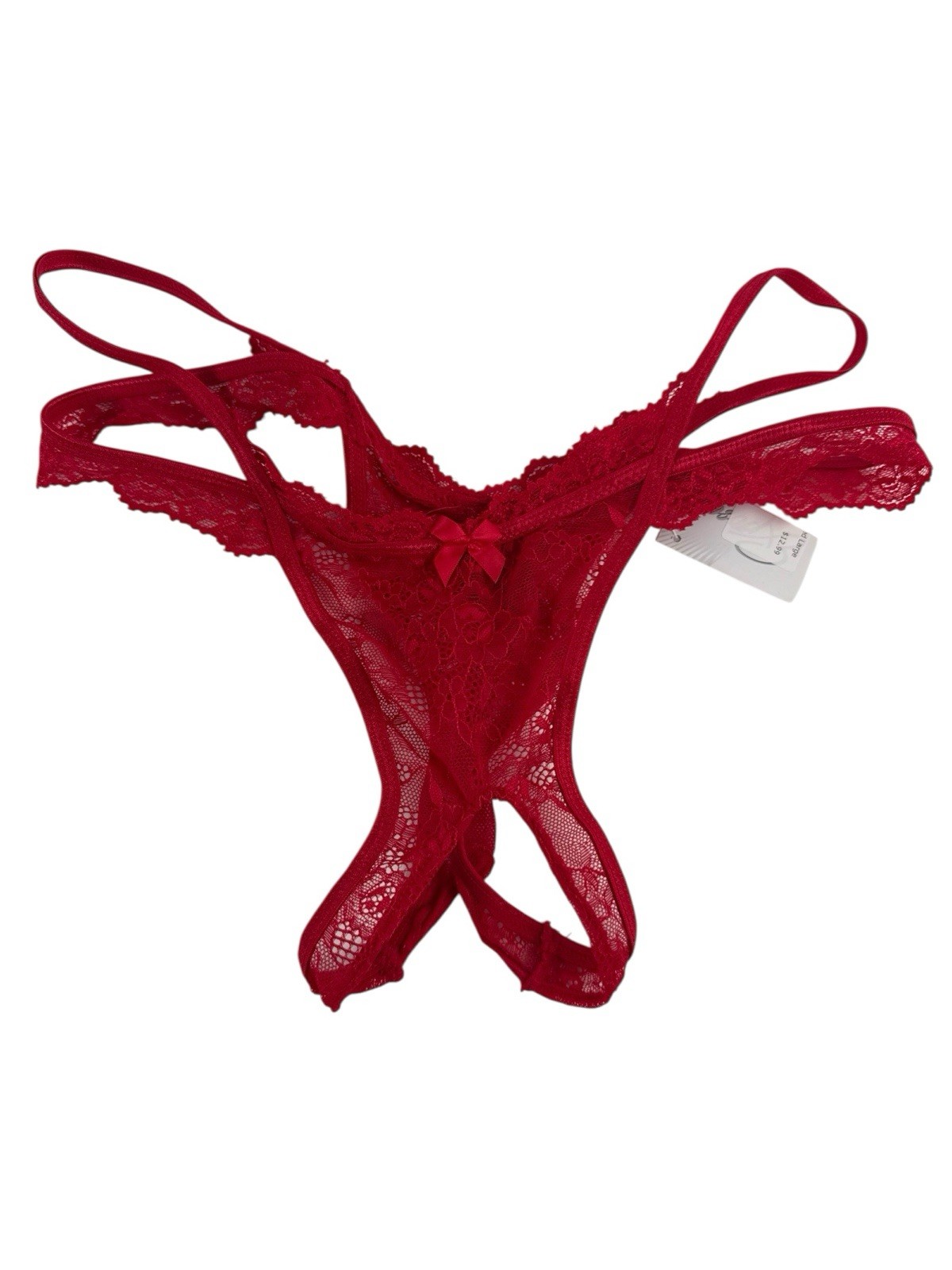 Vtg Magic Silk Exposed Crotchless Panties L Nylon Lace Sheer Open Gusset Strappy