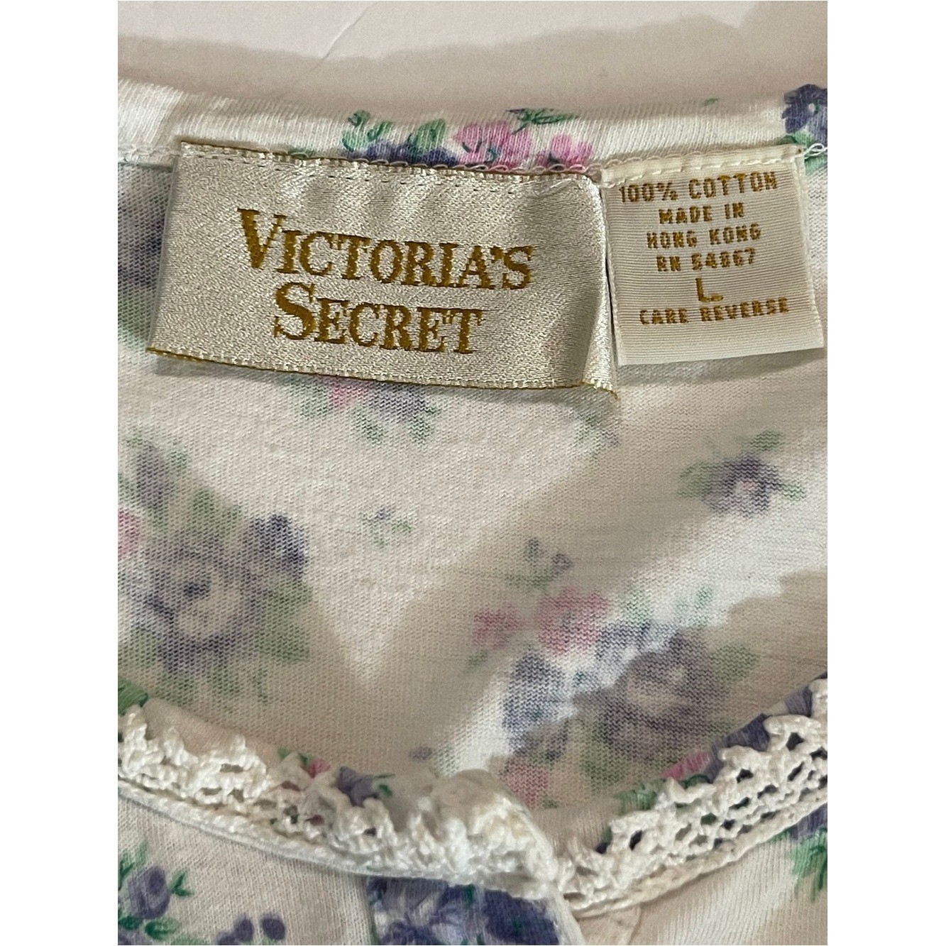 Vintage Victoria’s Secret Gold Label Floral Cotton Babydoll Nightgown L