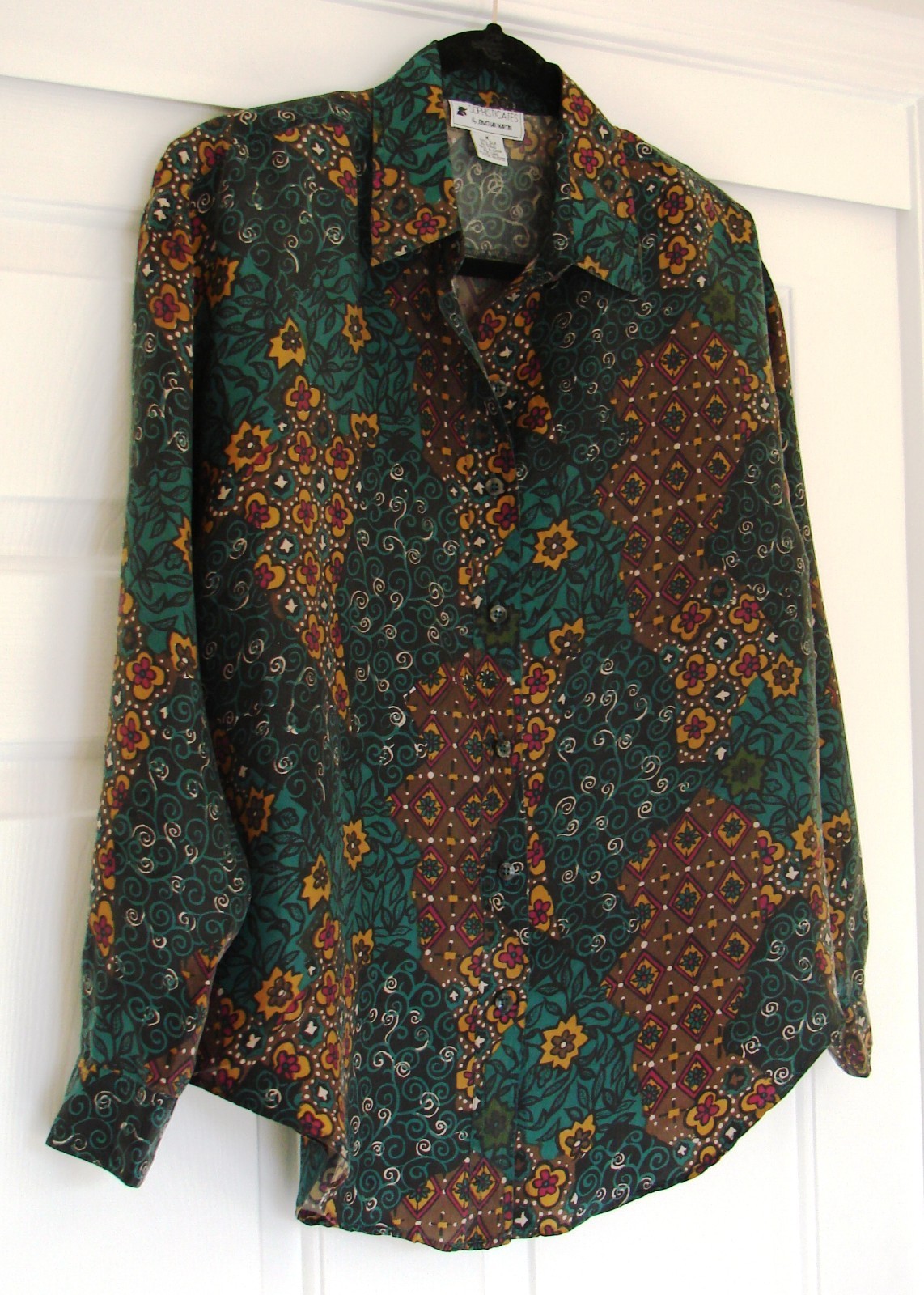 Vintage Sophisticates by JONATHAN MARTIN 80’s 90’s Colorful L/S Silk Blouse M