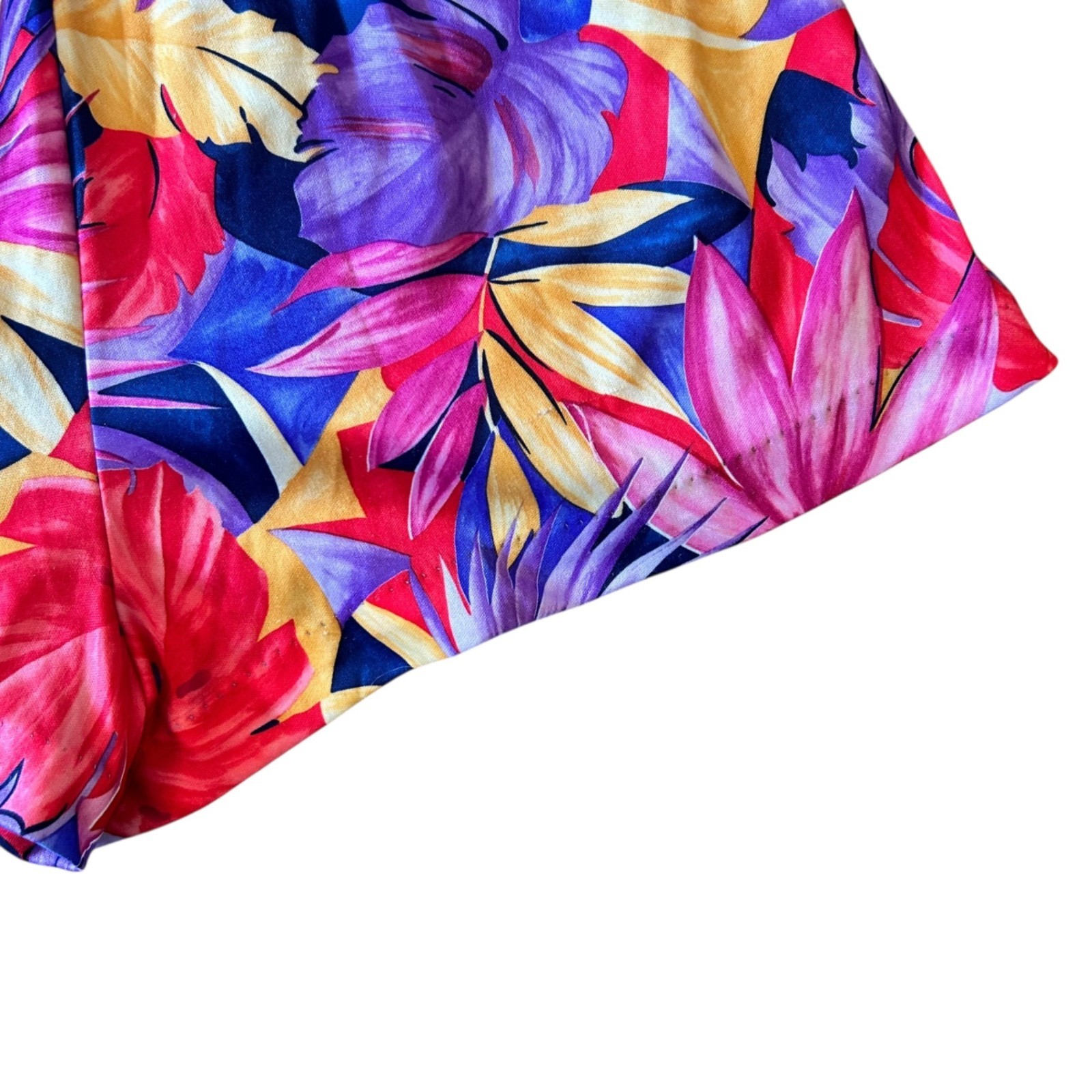 Vintage Granada Vibrant Tropical Palm Leaf Strapless Romper M