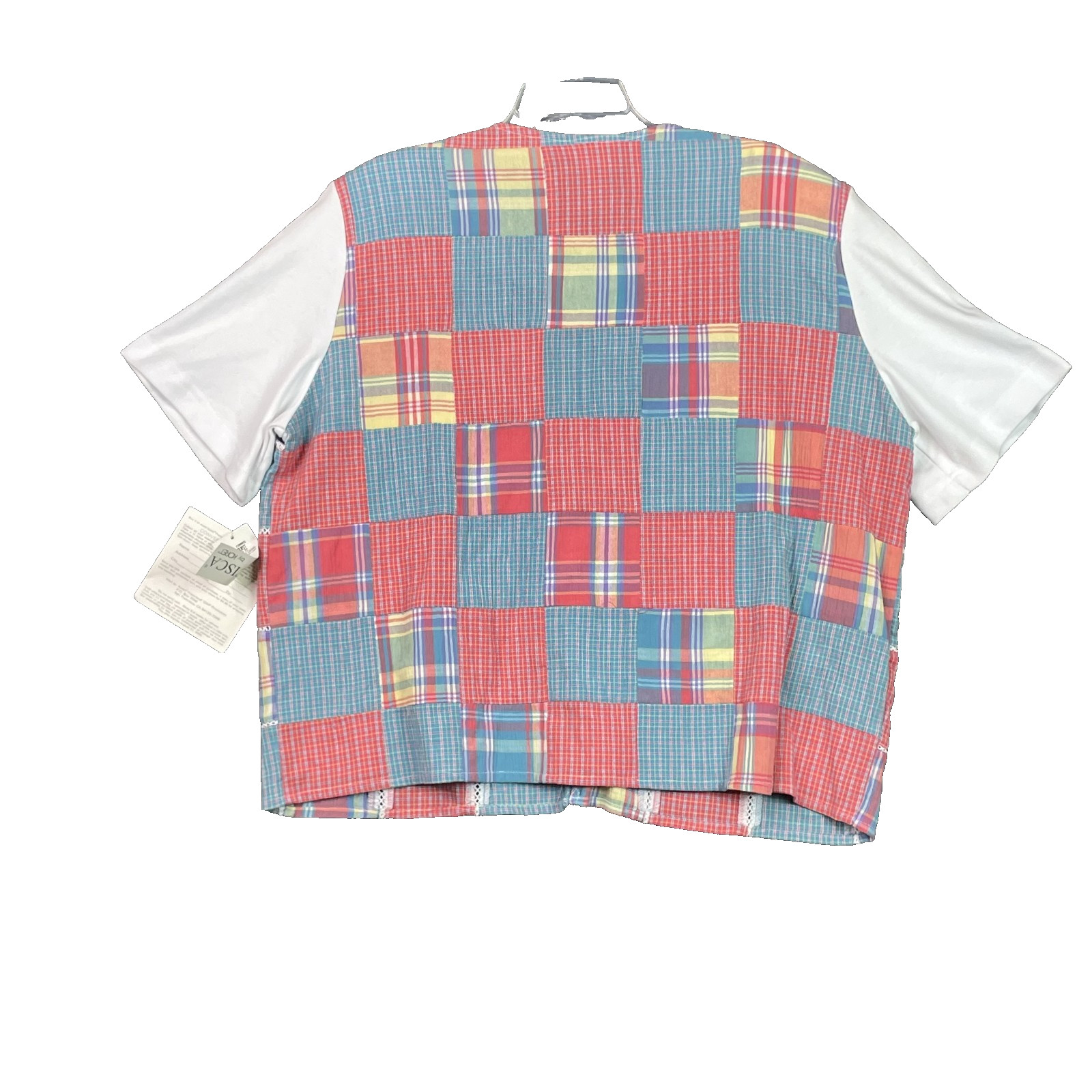 Vintage Koret Francisca Patchwork Quilted Vest Womens XL Attached T Shirt Grunge