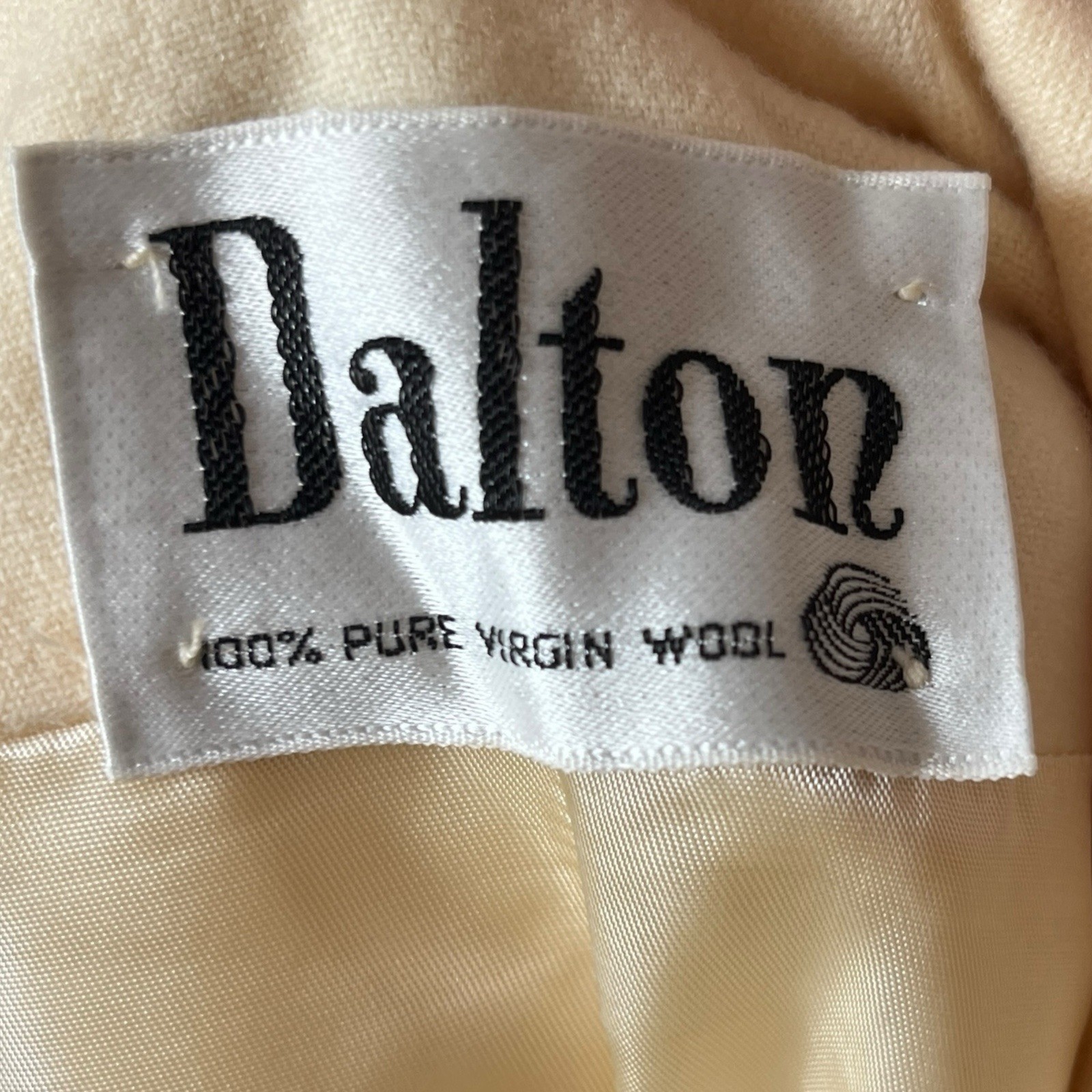 Vintage Dalton Wool Blazer Cream Blue Trim Preppy Neutral Womens Size 10