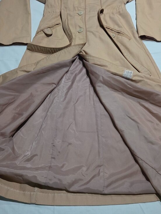 Vintage 1970s Mulberry Street Tan Trench Coat XS