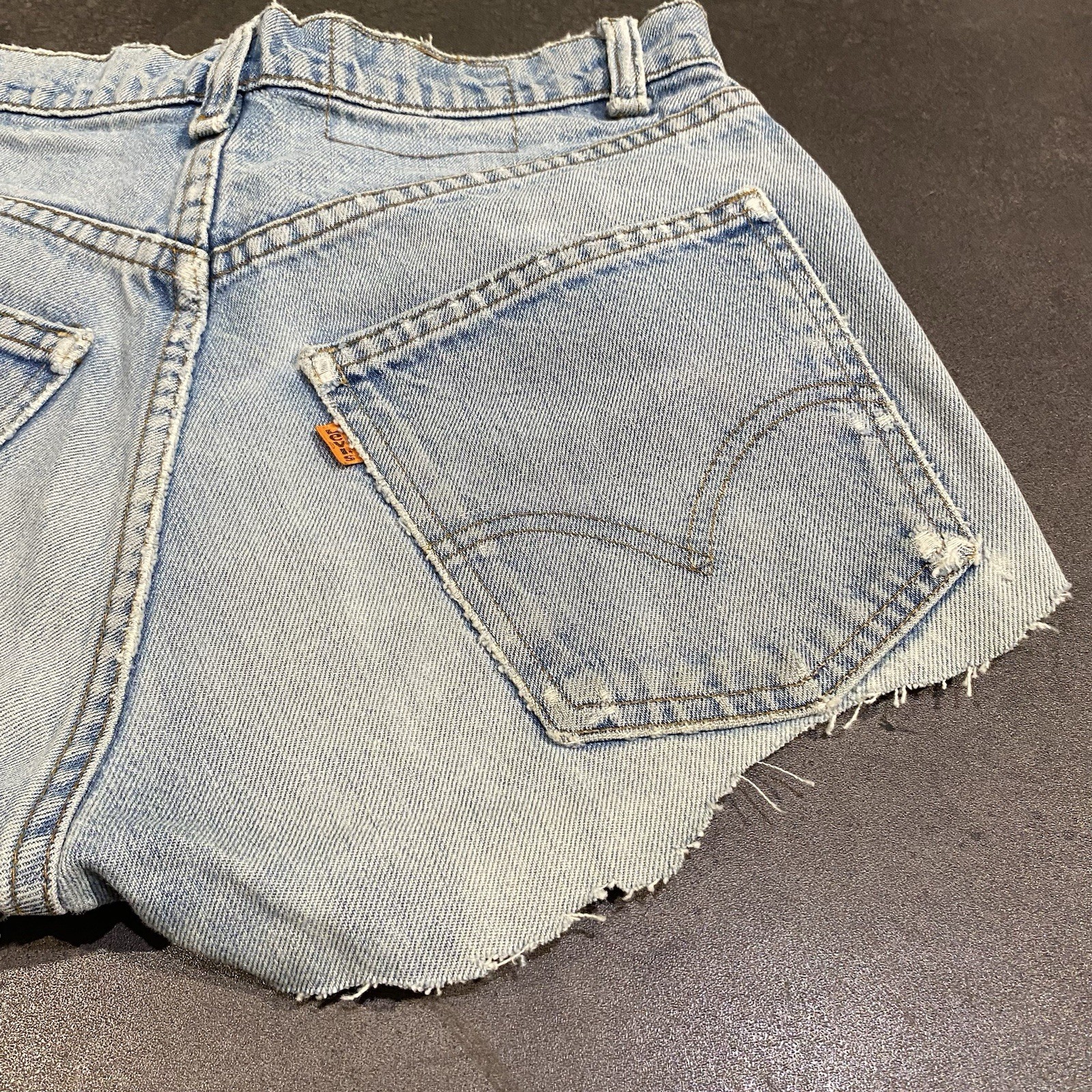 Vintage 70s Levi’s Orange Tab Light Wash Cutoff Shorts Distressed 80s 90s READ