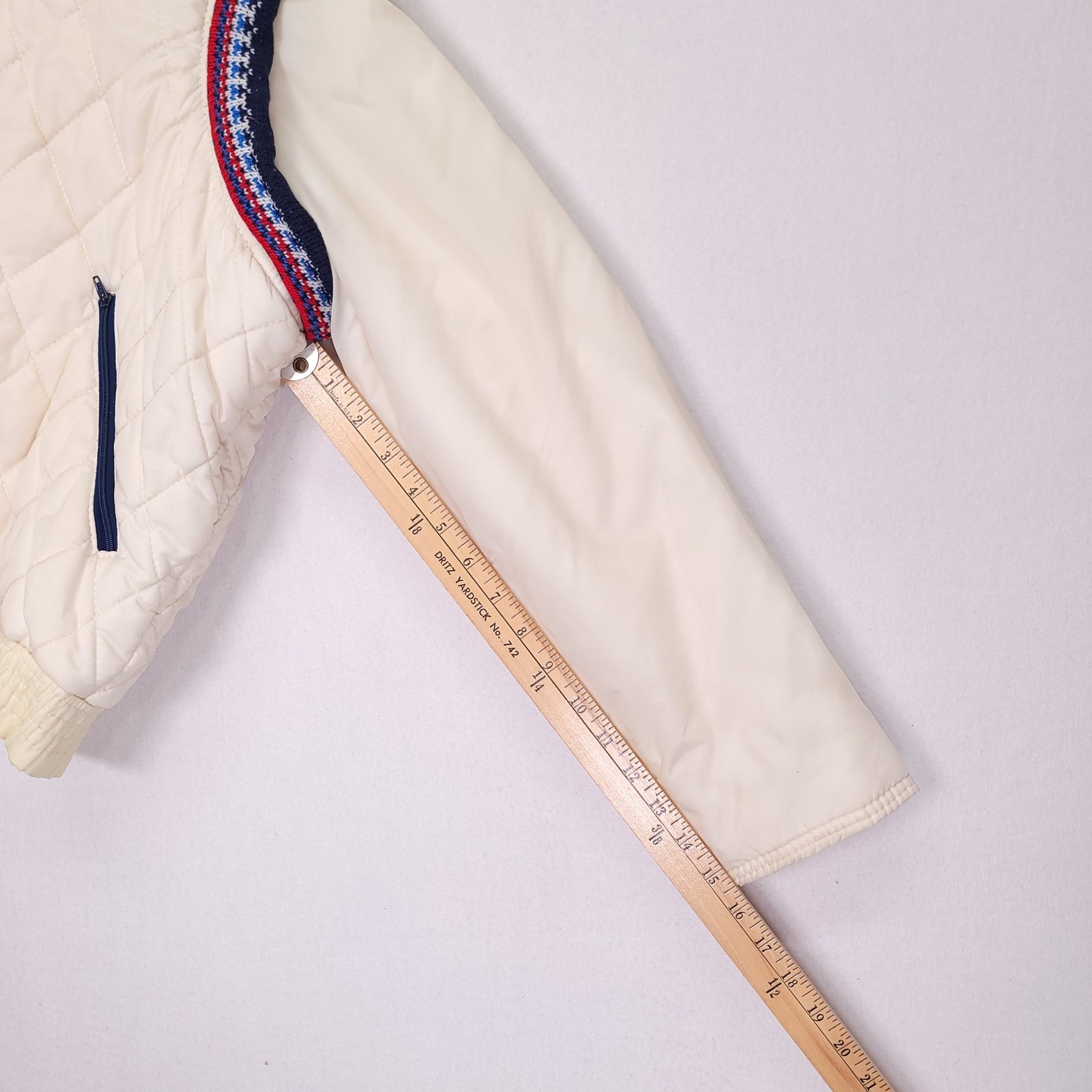 Vintage Convertible Ski Jacket Vest Cream Quilted Fair Isle Teen Large