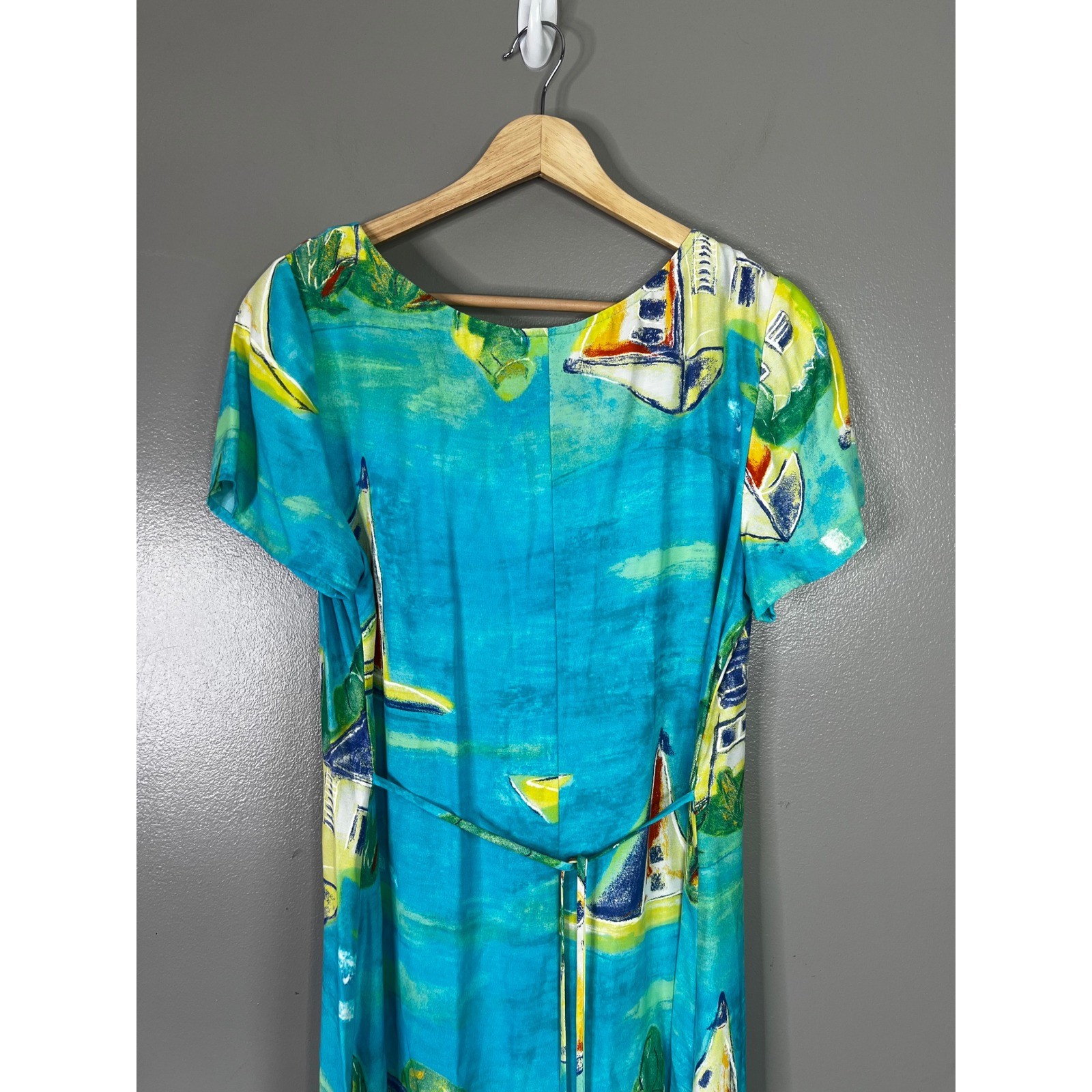 Vintage 80’s 90’s maxi dress sailboat print resort wear beach vacation cruise