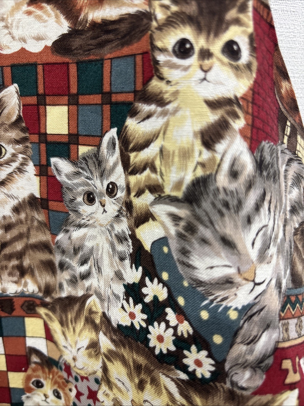 VTG 80s 90s Saddle River Cat Pet Tapestry Art Mom Button Black Vest Womens M