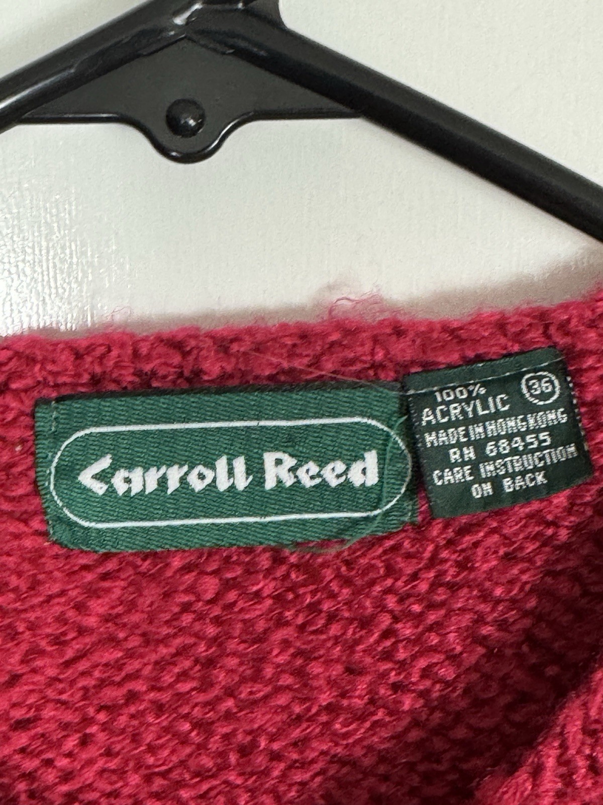 Vintage Red Carrol Reed Button Up Cardigan Acrylic Sweater