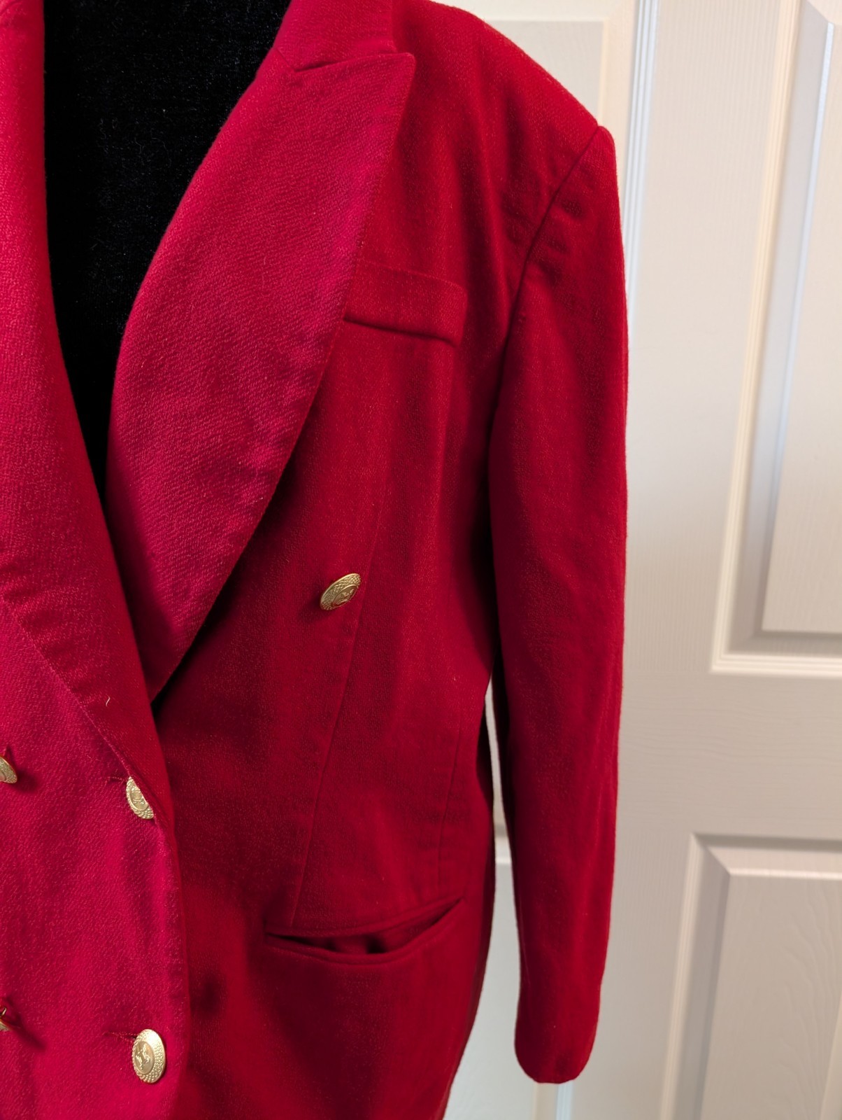 Laura Scott Vintage Blazer Red Wool Shell Gold Buttons Women’s Size 14