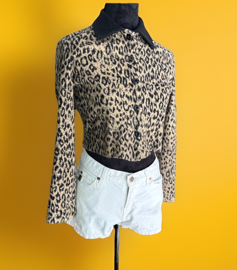 70s,80s LA Gal Cropped Leopard Print Top.made California.small.soft