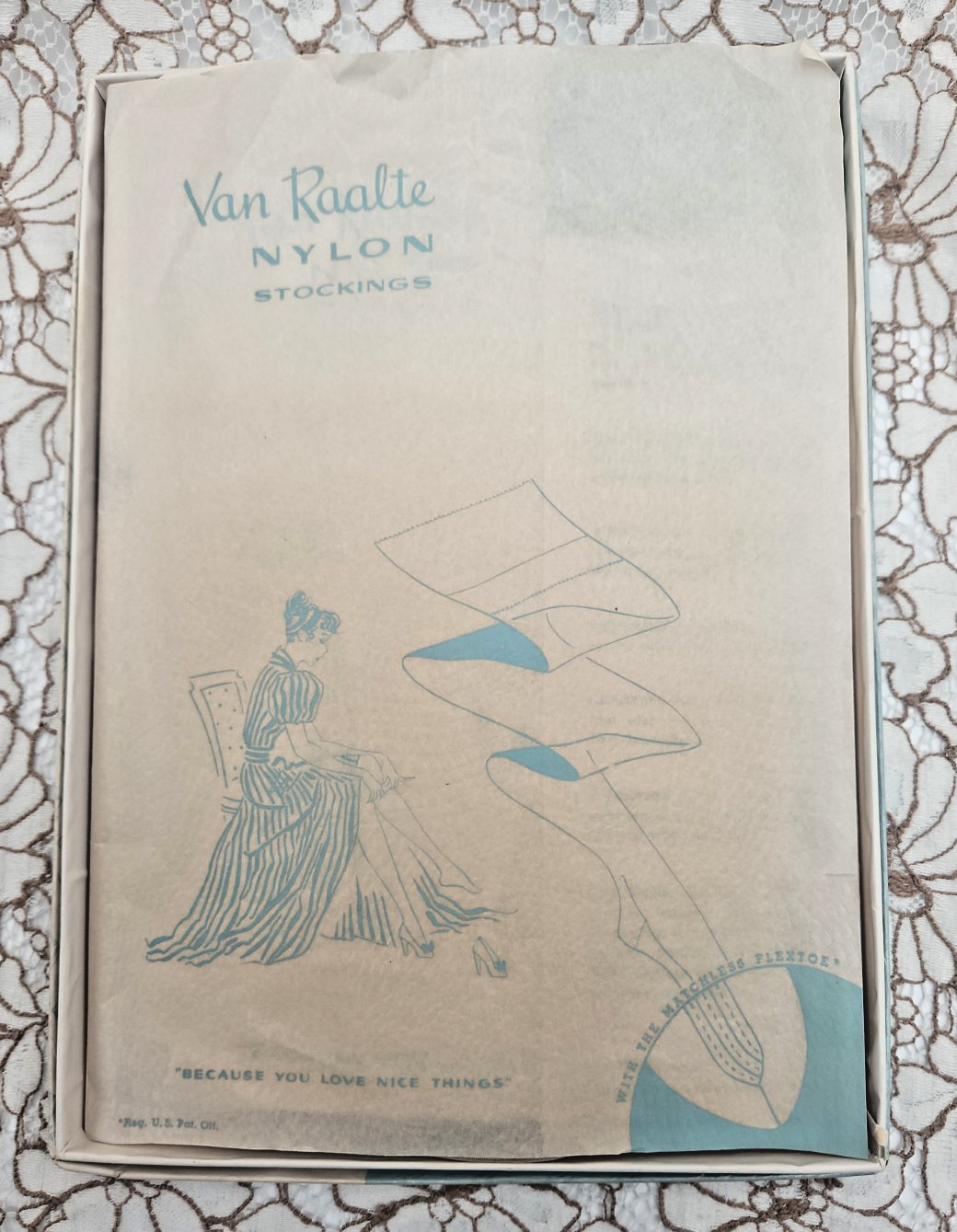 1 Pair Van Raalte 1950’s Vintage Nylon Hose Stockings In Box Size 51 L. Large
