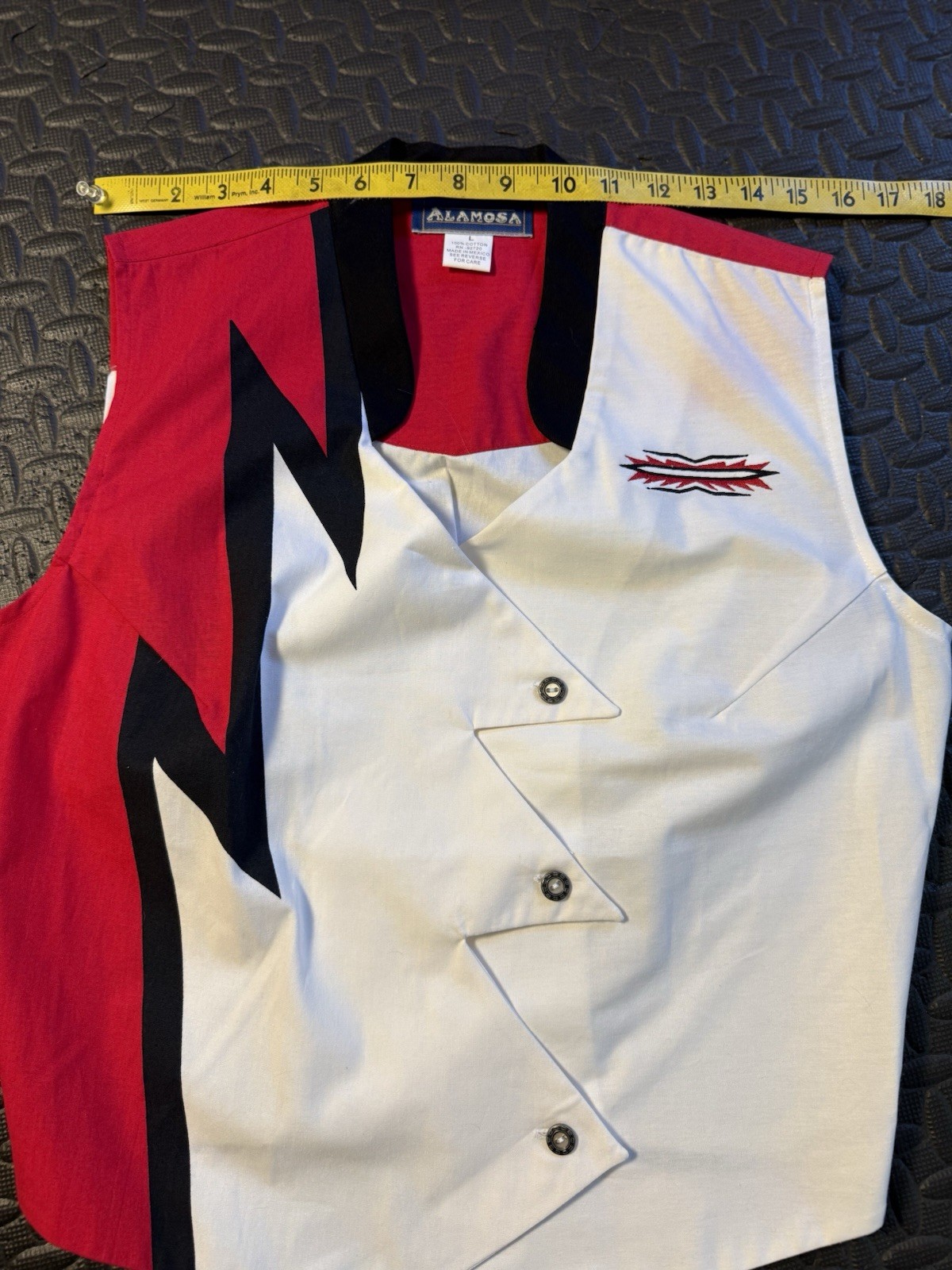Vintage 90’s Alamosa Geometric Colorblock Vest Large Asymmetric Button Cotton