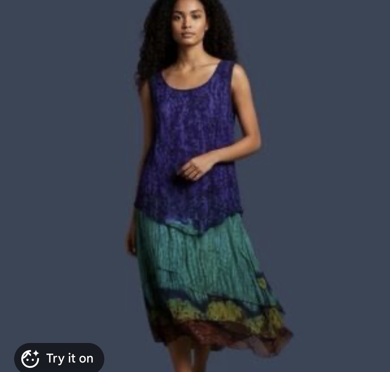 Vintage Phool purple turquoise layered rayon midi dress – M