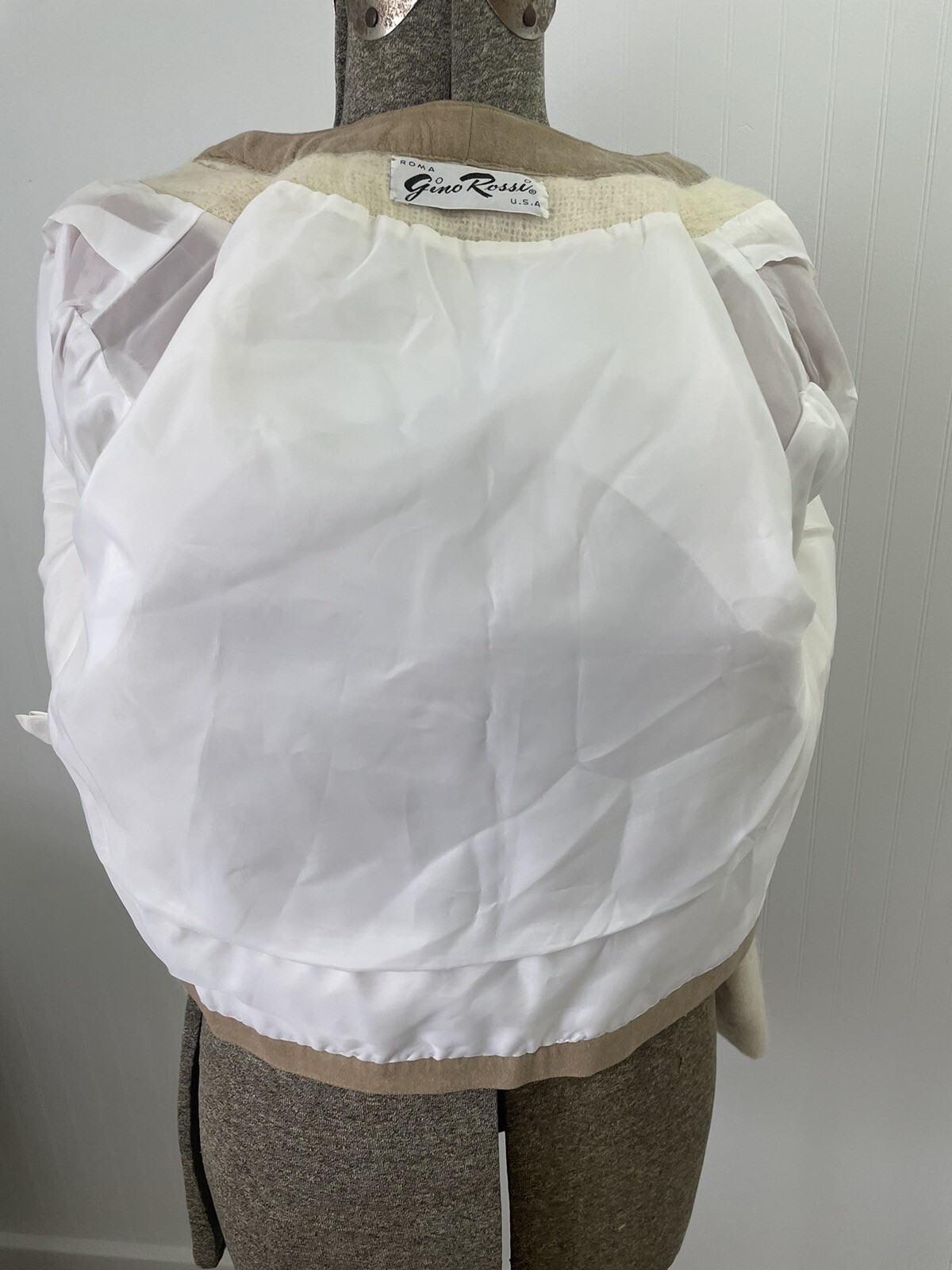 Vintage Gino Rossi Vintage 70s Mohair Jacket Blazer 14 Large White Lined