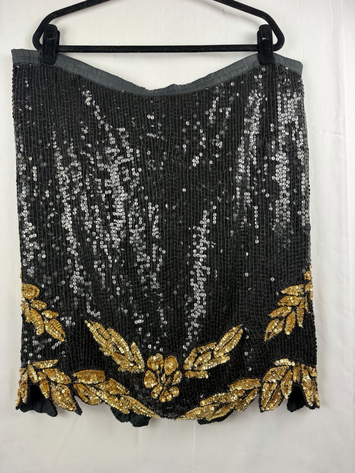Jewel Queen Silk Large Black and Gold Sequin 80s Glam Art Deco Revival Aesthetic