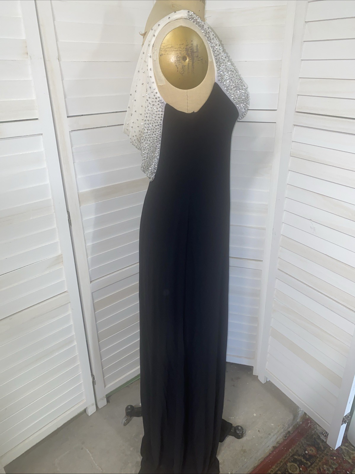 Vintage 90s Cachet Dress Size 12 Black Maxi Floor Length Slinky Sexy