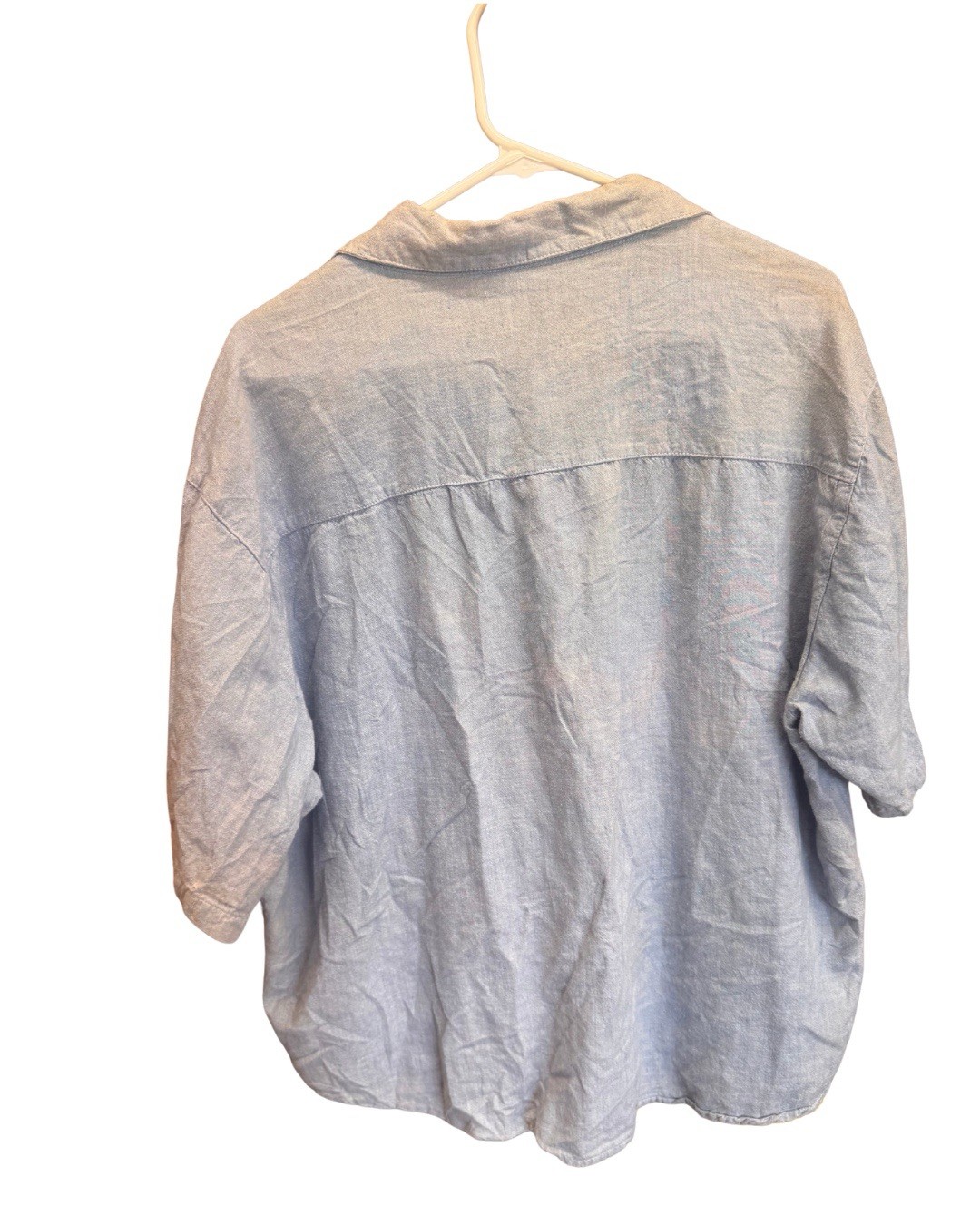 Vintage XXL Light Wash Denim Teddy Bear Cottage Core Button Down Womens Top ￼