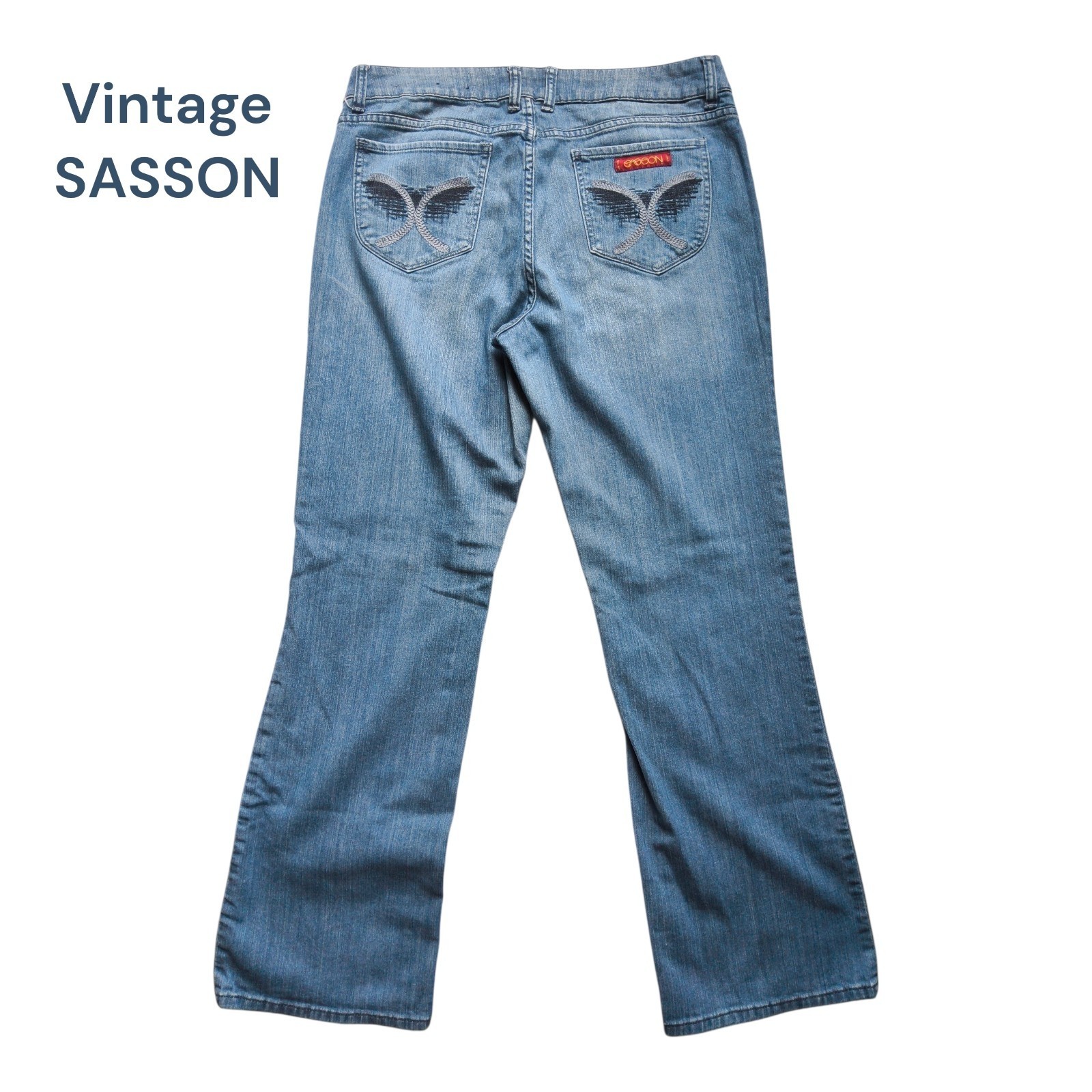 Vintage 80s Sasson Bootcut Boogie Jeans Embroidered Pockets Ooh La La! Size 14