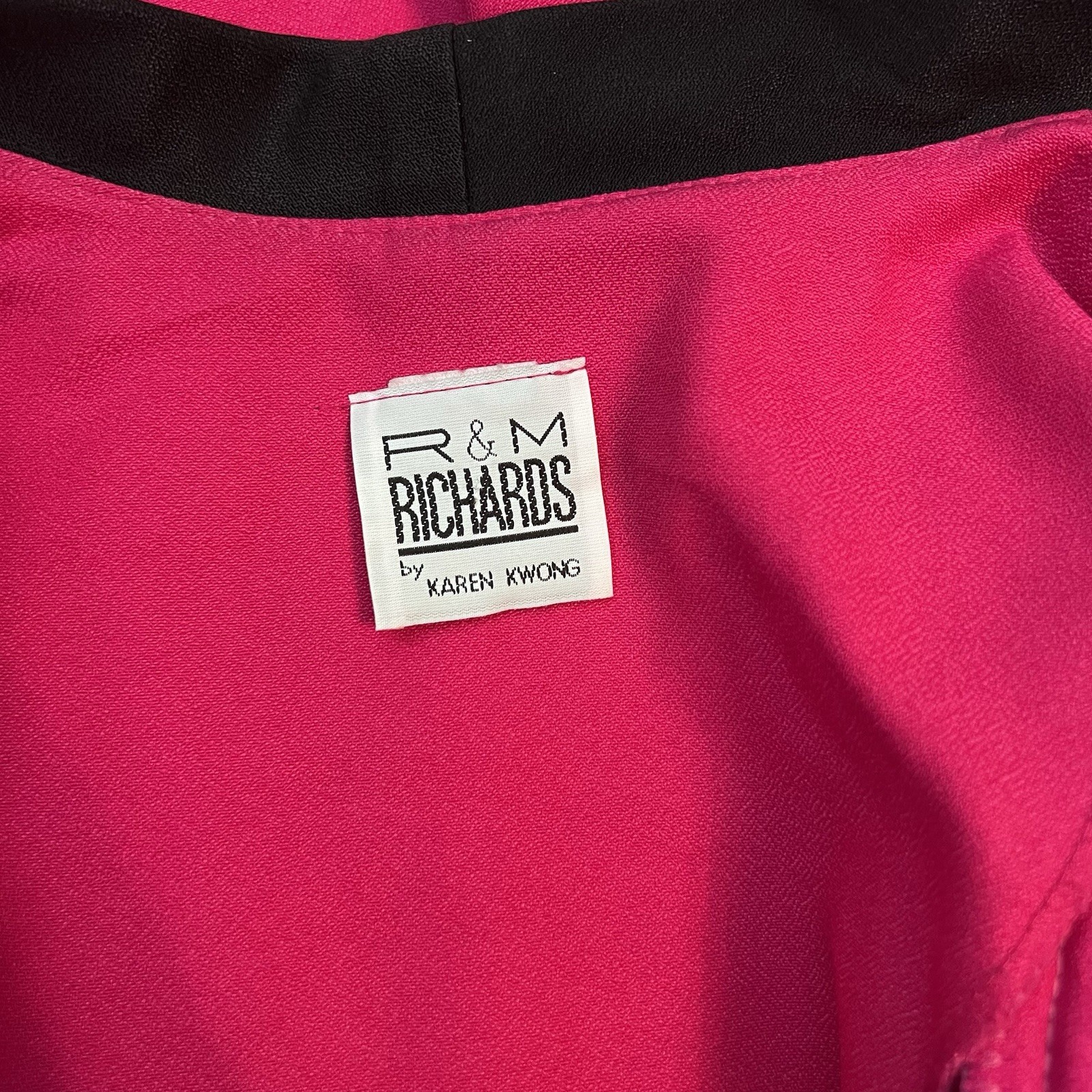 Vintage Hot Pink Black Lapel Blazer R&M Richards Bold 80s 90s Power Jacket Sz 16