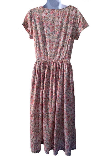 J.G. Hook + Liberty of London VTG 80s Floral Cotton Short Sleeve Summer Dress 10