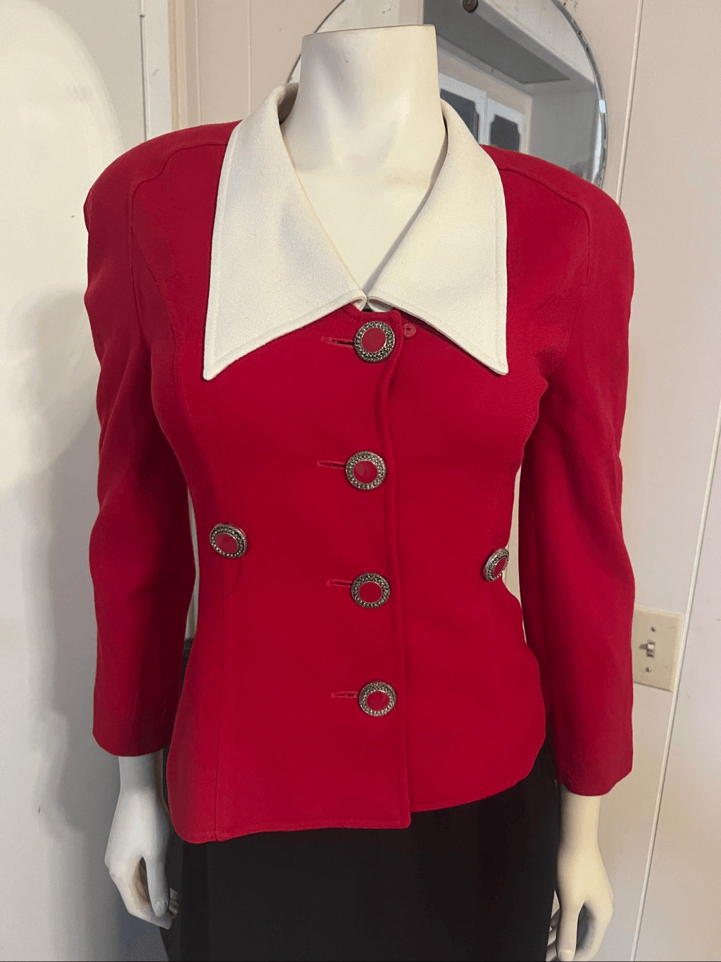 Vintage PSI Couture Red Wool Blazer Union Label Smart! 2