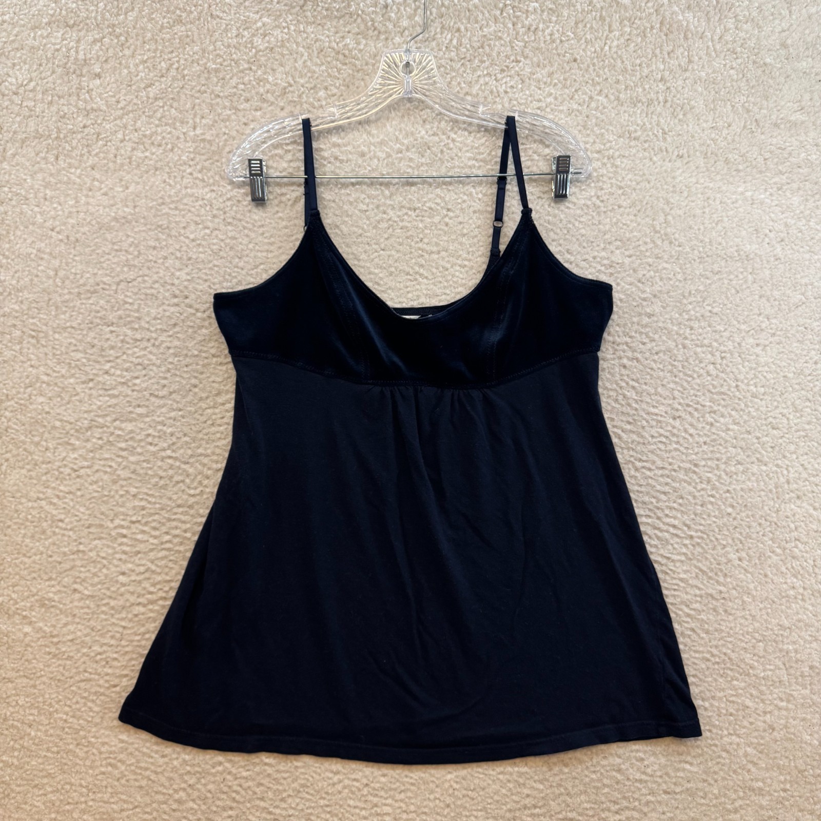 Y2K Vintage Babydoll Camisole Slip Lingerie Large Navy Blue Velour