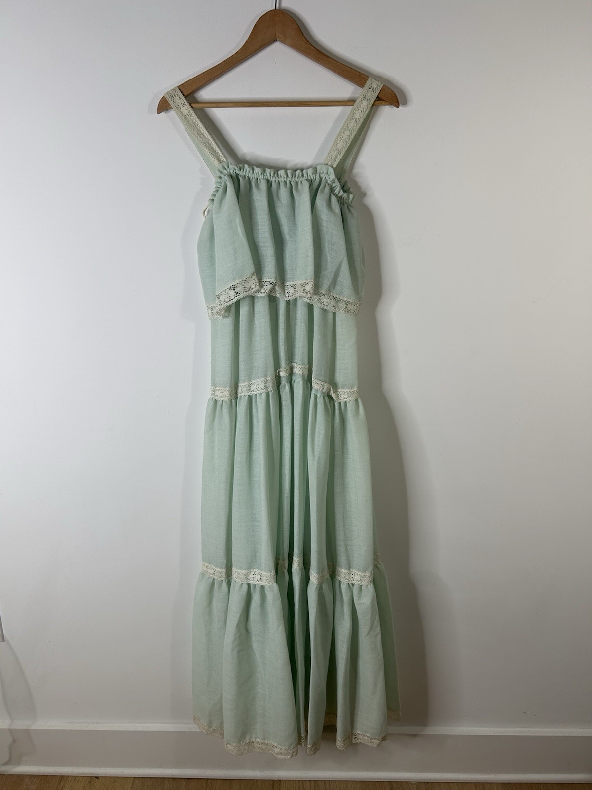 Vintage 1970’s Jonathan Logan Dress Women’s Blue Prairie Bohemian Maxi Ruffle