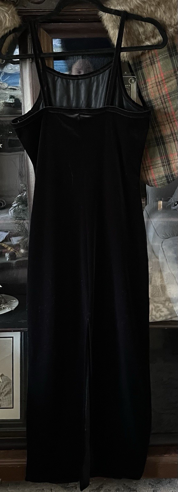 Women’s Black Burnout Velvet Maxi Dress L Dark Romantic Whimsigoth Vampire Y2k