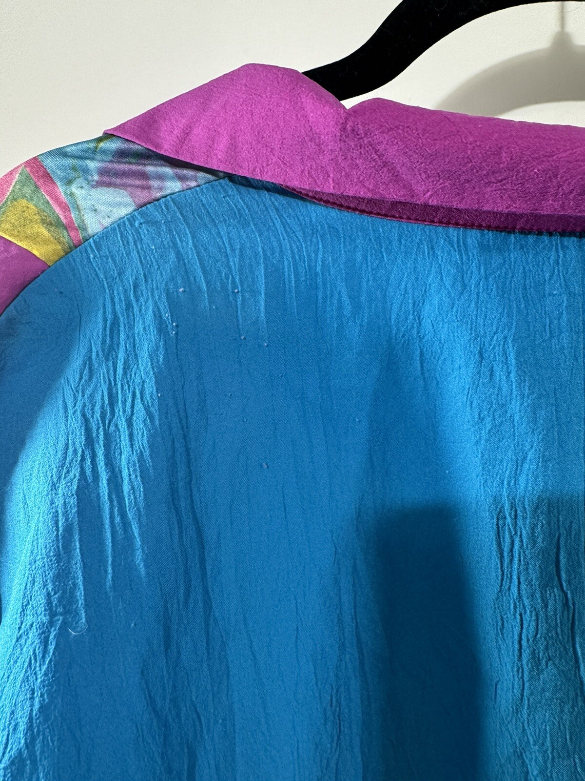 Vintage 80’s Bold Colorful Silver Threads Flowy Shirt Women’s Made In USA
