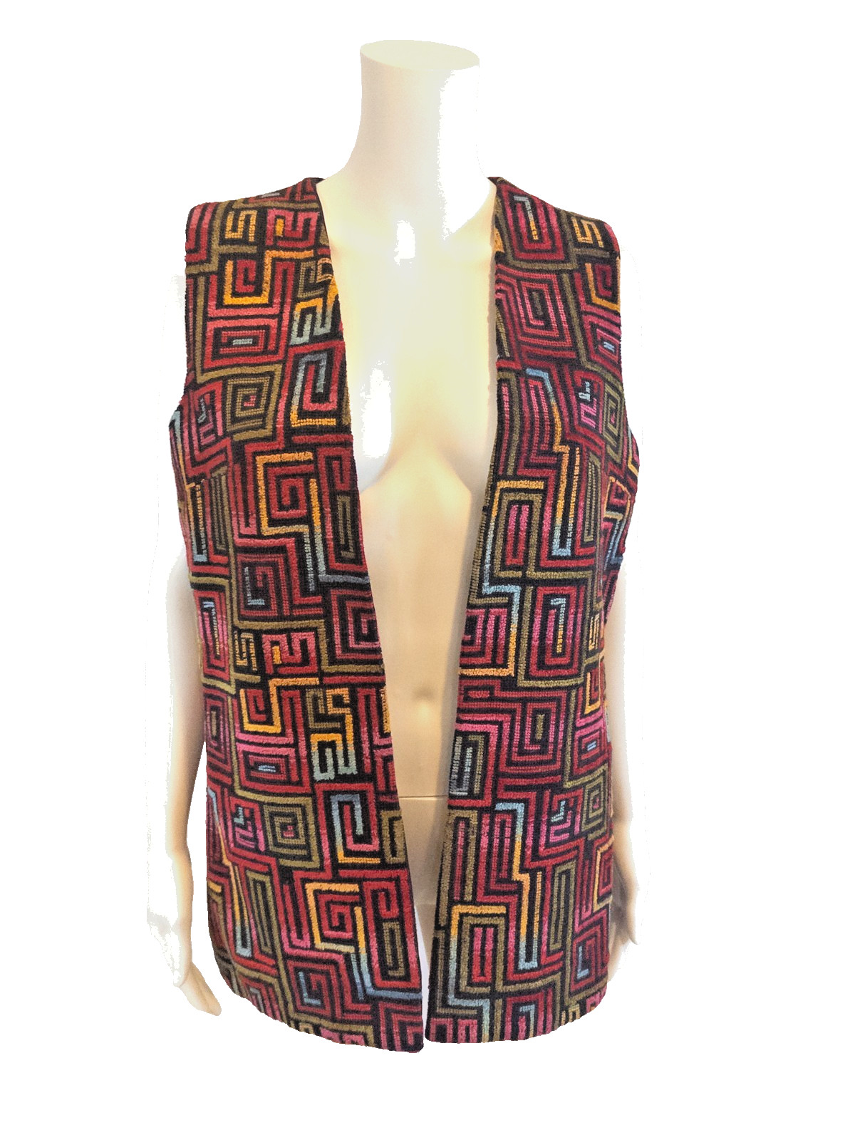 Vintage 1970s Aladdin Colorful Tapestry Boho Hippie Unisex Vest