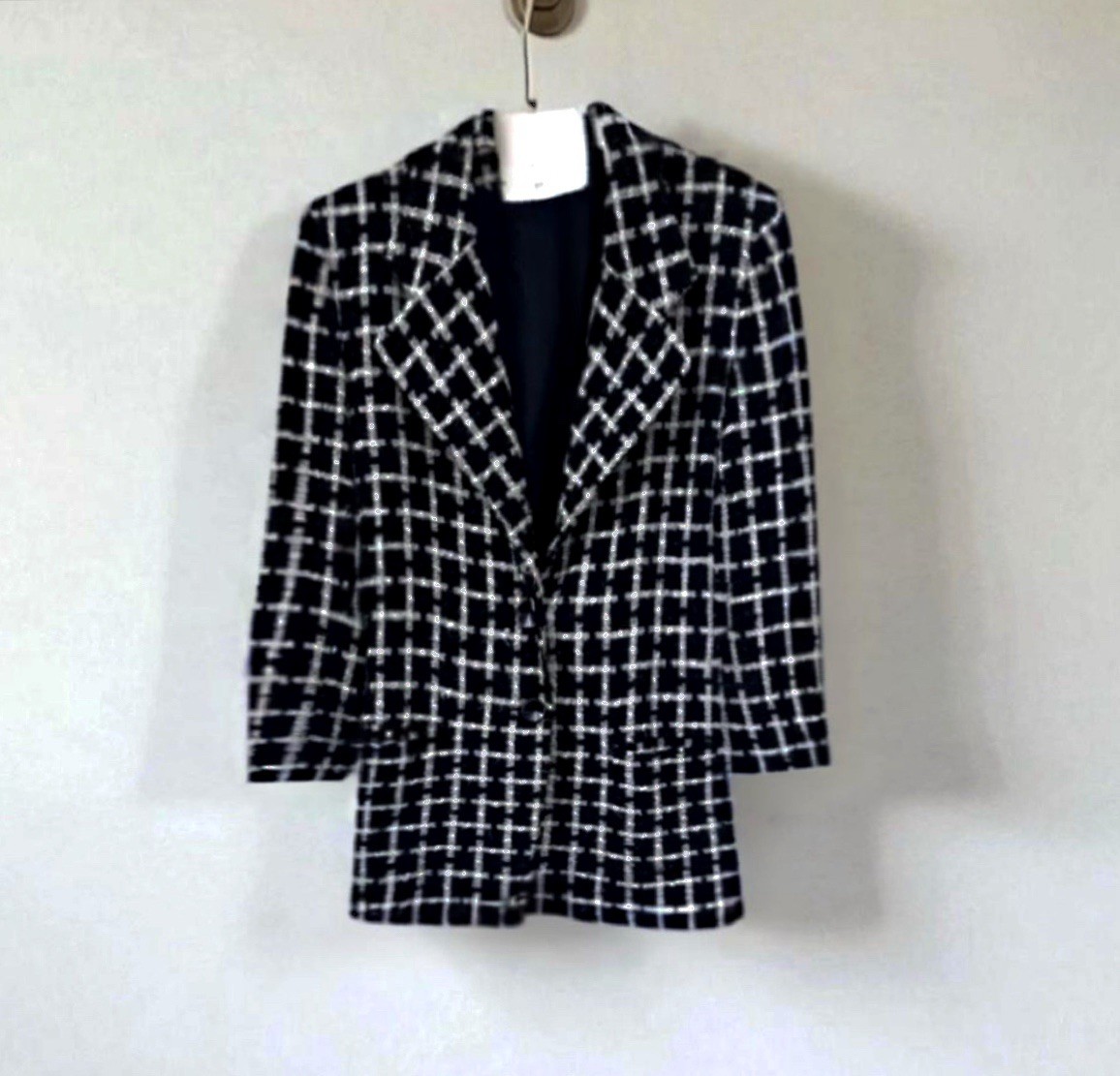 Richie Freeman for TeriJon Size Small Black White Blazer Metallic Fibers Vintage