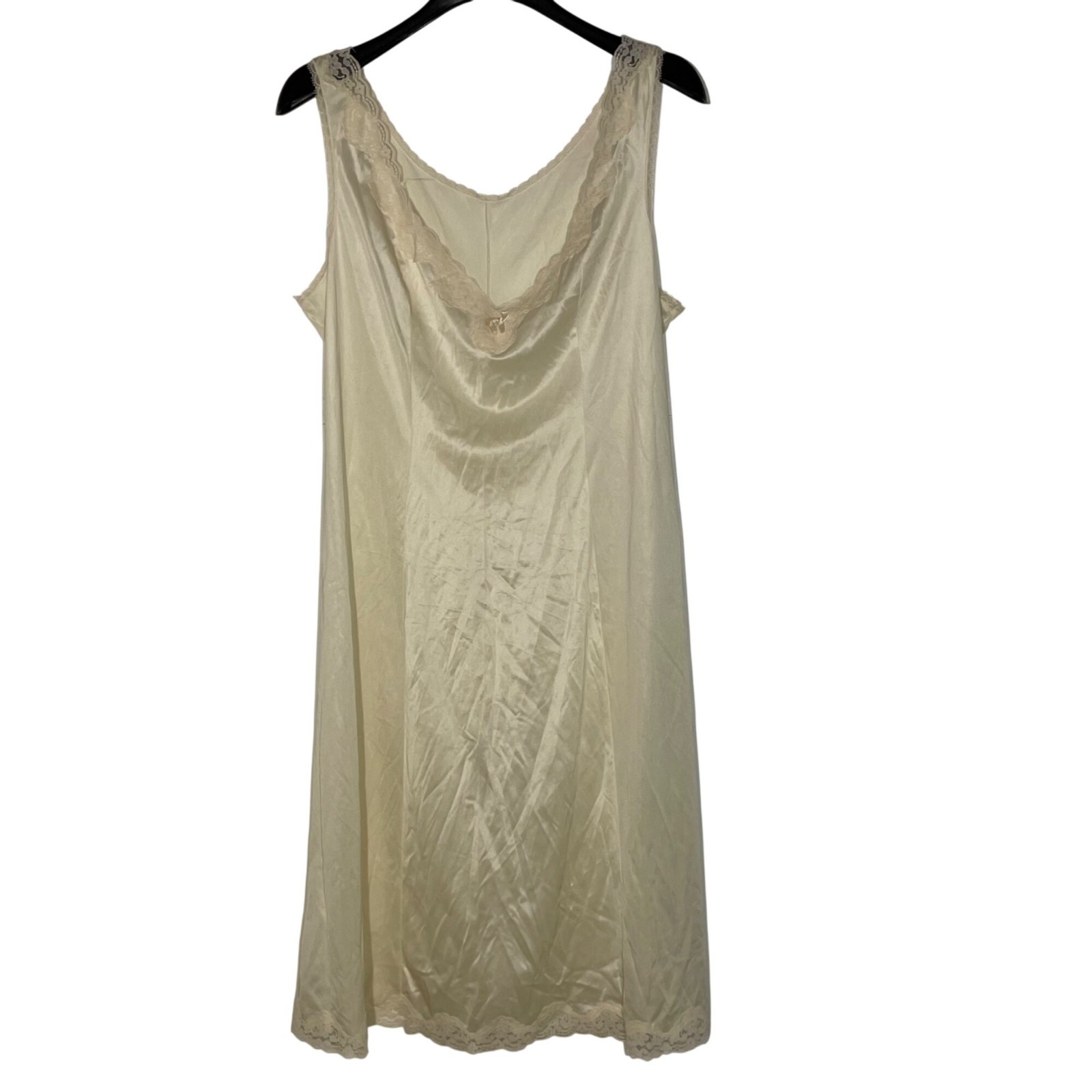 Merville Vintage Lace Trim Nylon Slip Sz 42 Cream Coquette Made in USA
