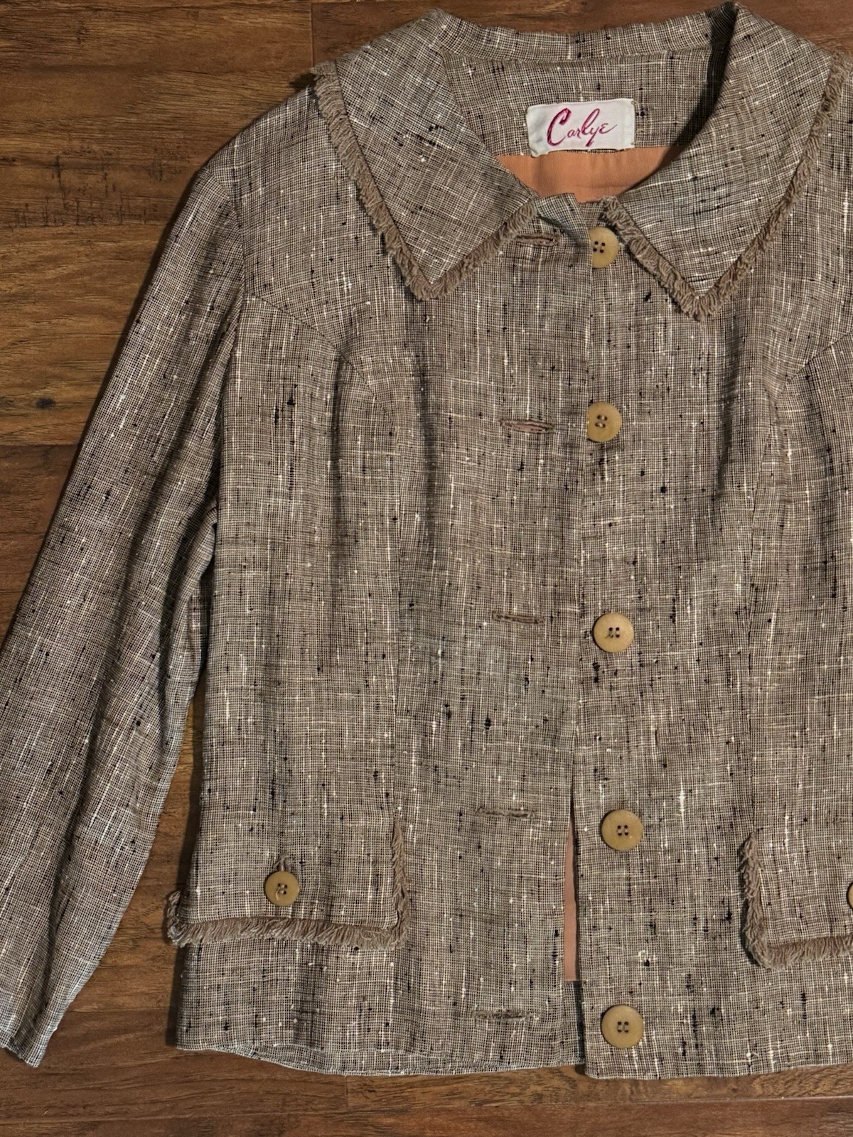 Vintage 1960s Carlye Women’s Jacket Linen Blazer With Matching Skirt Size Small