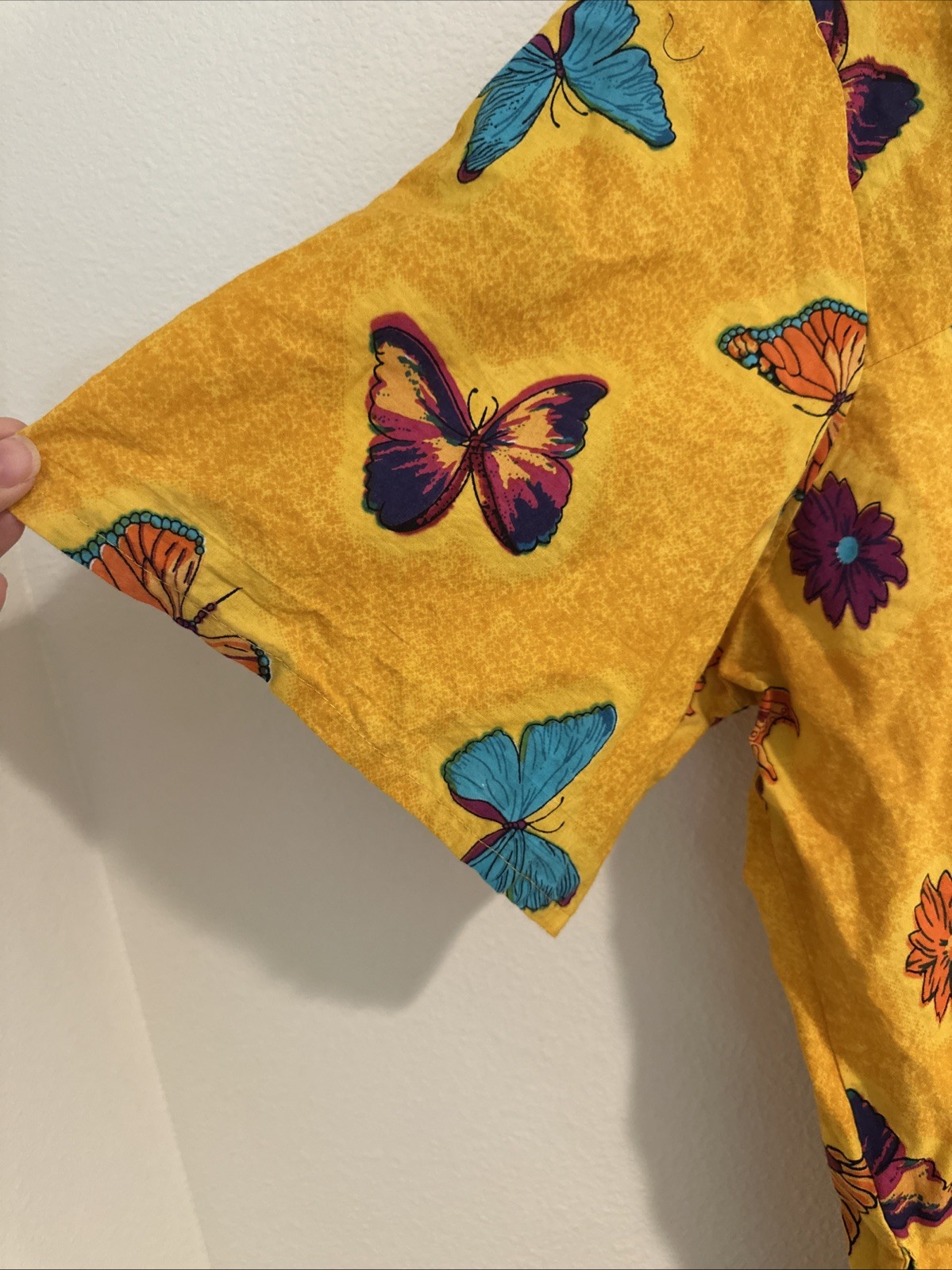 Vintage Y2K Only Necessities Women’s House Dress Yellow Butterfly Print 2X 26/28