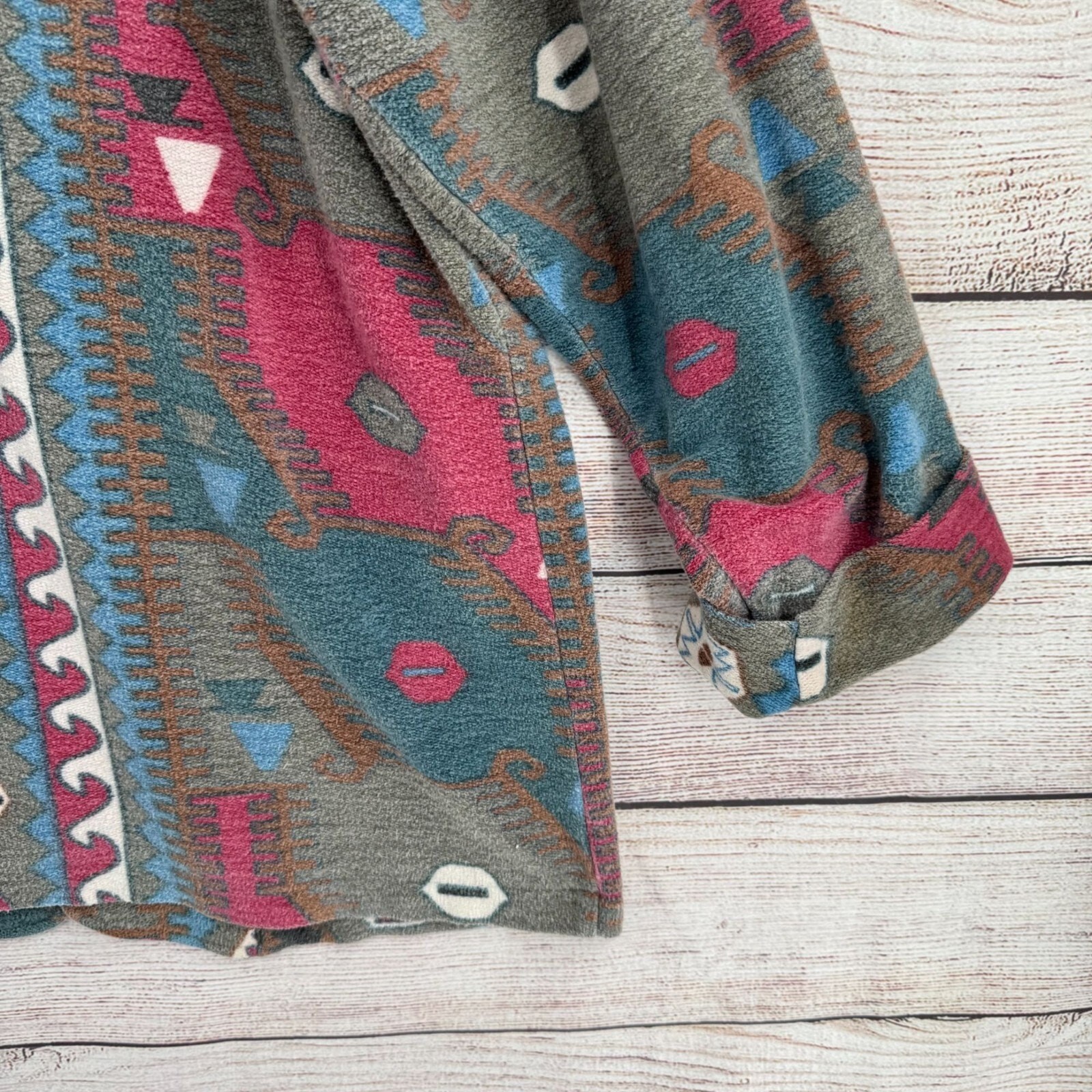 Vintage Chico’s Design Southwest Print Button Down Shacket Women’s Size Large