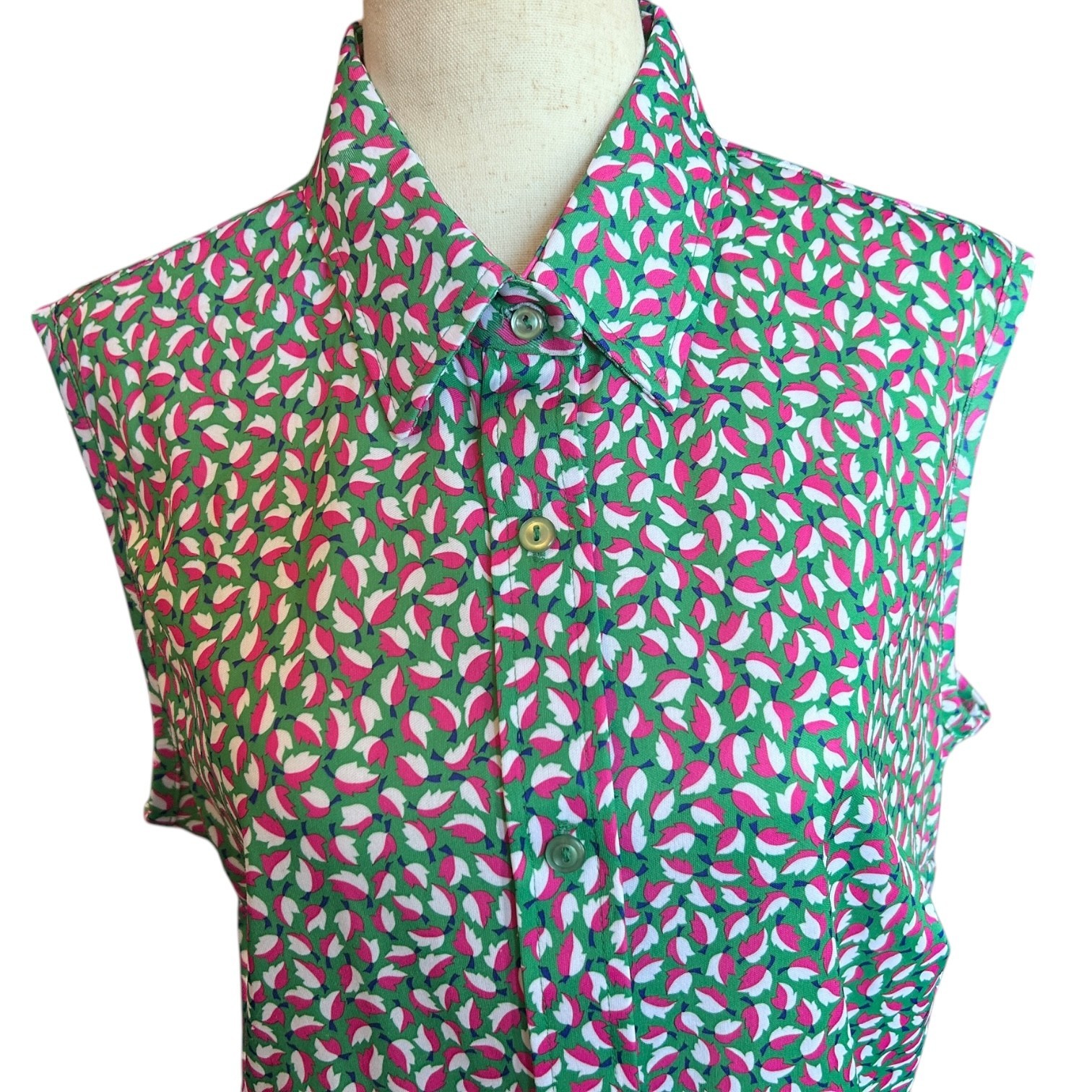 Vintage 1960s ’70s Sears 'The Shirt’ Pop Art Fall Leaves Sleeveless Blouse L/XL
