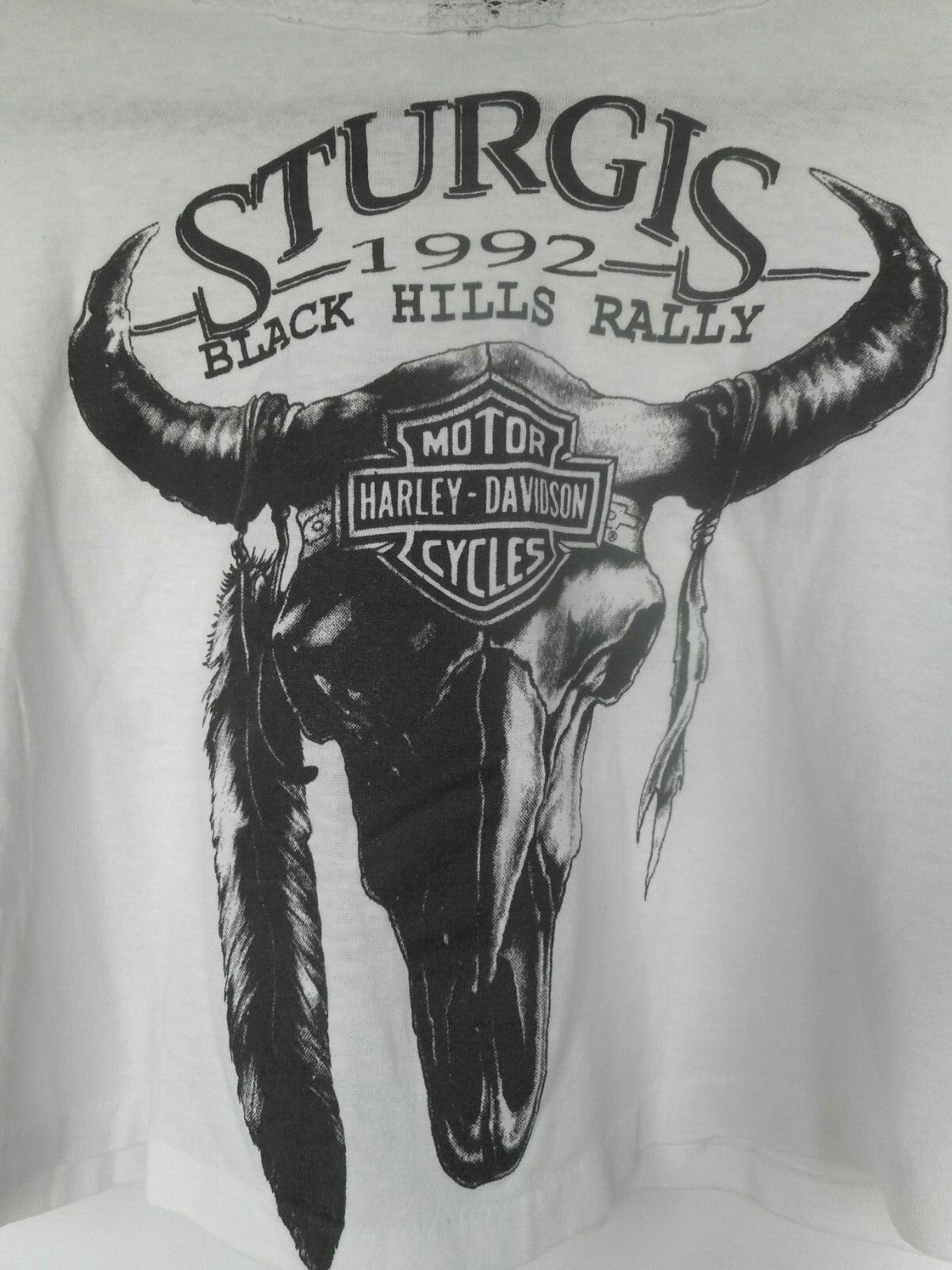 3D Emblem womens Crop Top Sturgis SD 1992 Skull Vintage Harley Davidson Sm 30-32