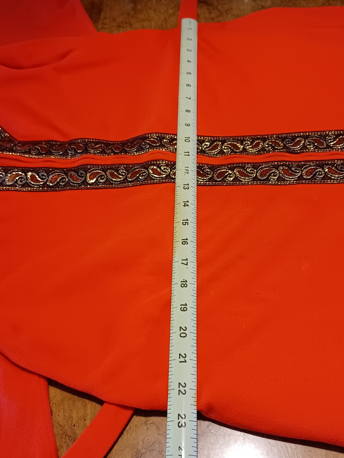 True Vintage Mid-century 1960s Orange Robe With Brocade Trim MCM MOD ONE SIZE
