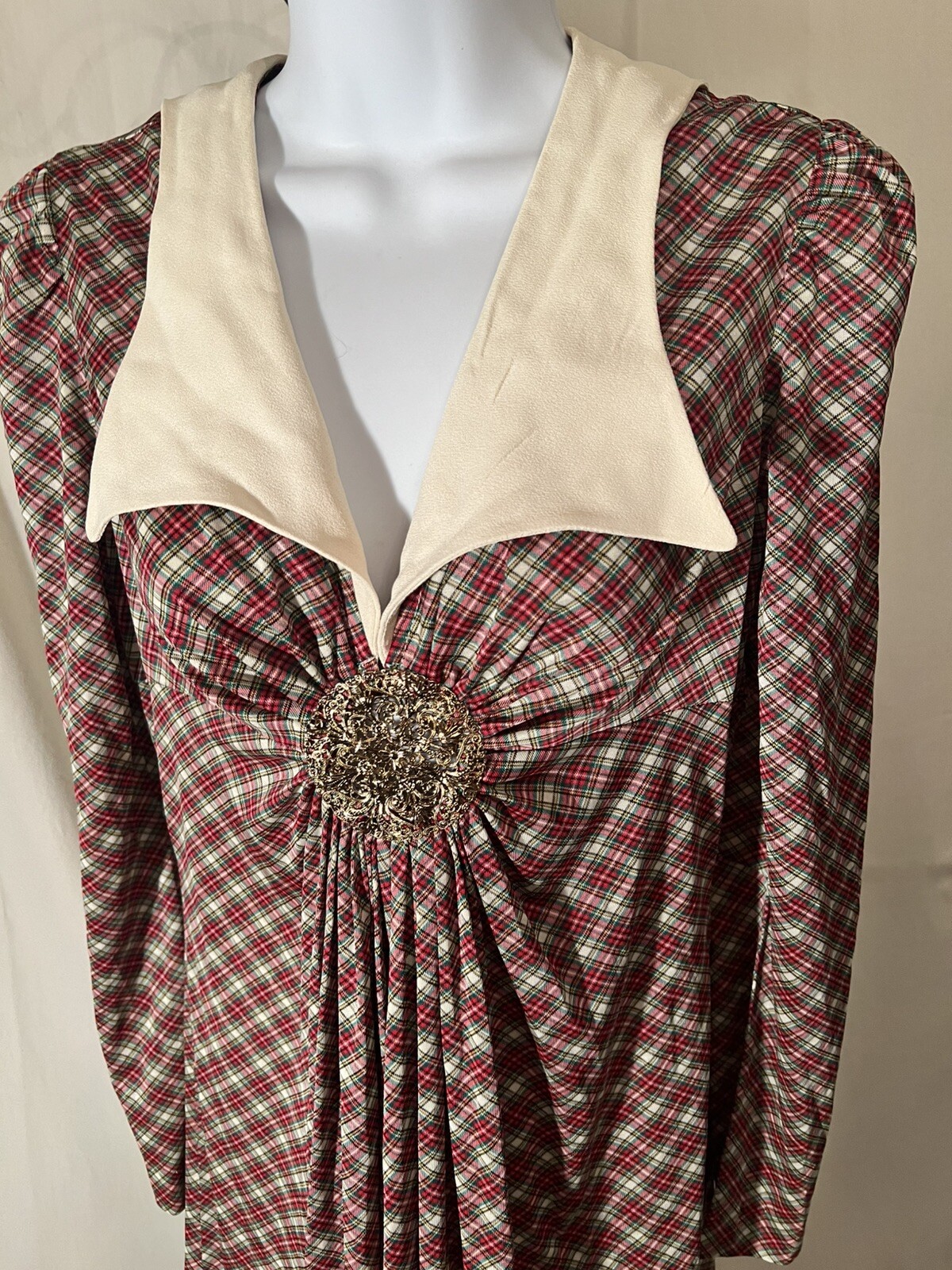 VTG 70s Corky & Craig Tartan Plaid Maxi Dress Westwood Vibes! Filigree Key Hole