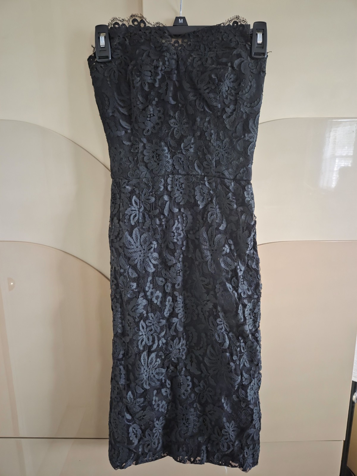 Vintage Edward Abbott Wilson Folmar Black Lace Strapless Dress, Elegant Cocktail