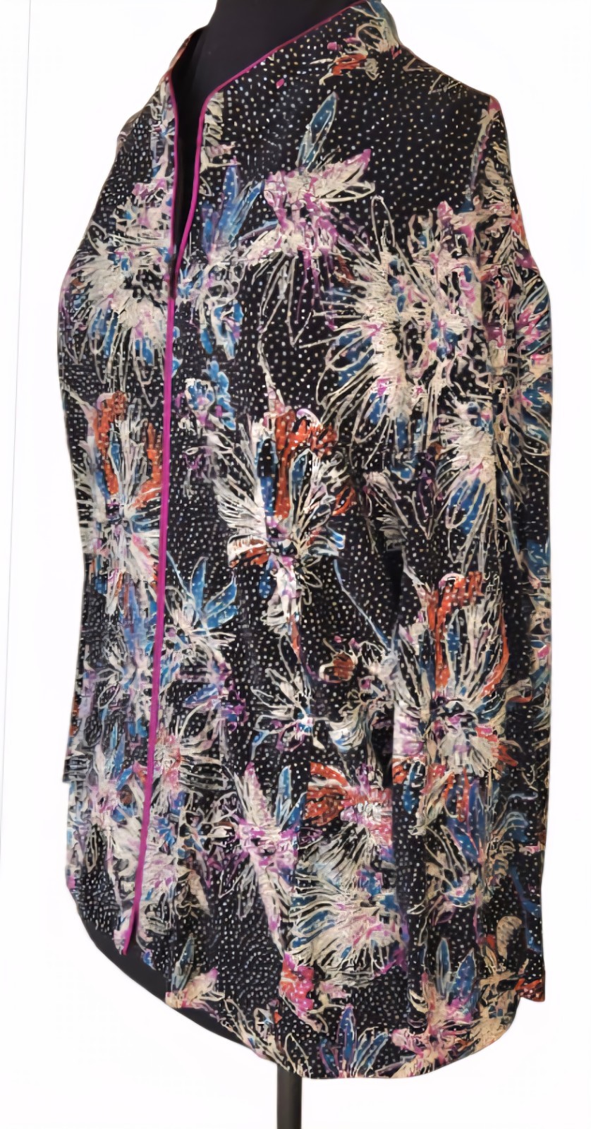 1990s ALEX EVENINGS Jeweled Zipper Sparkly Satin Floral Jacket Size 3X