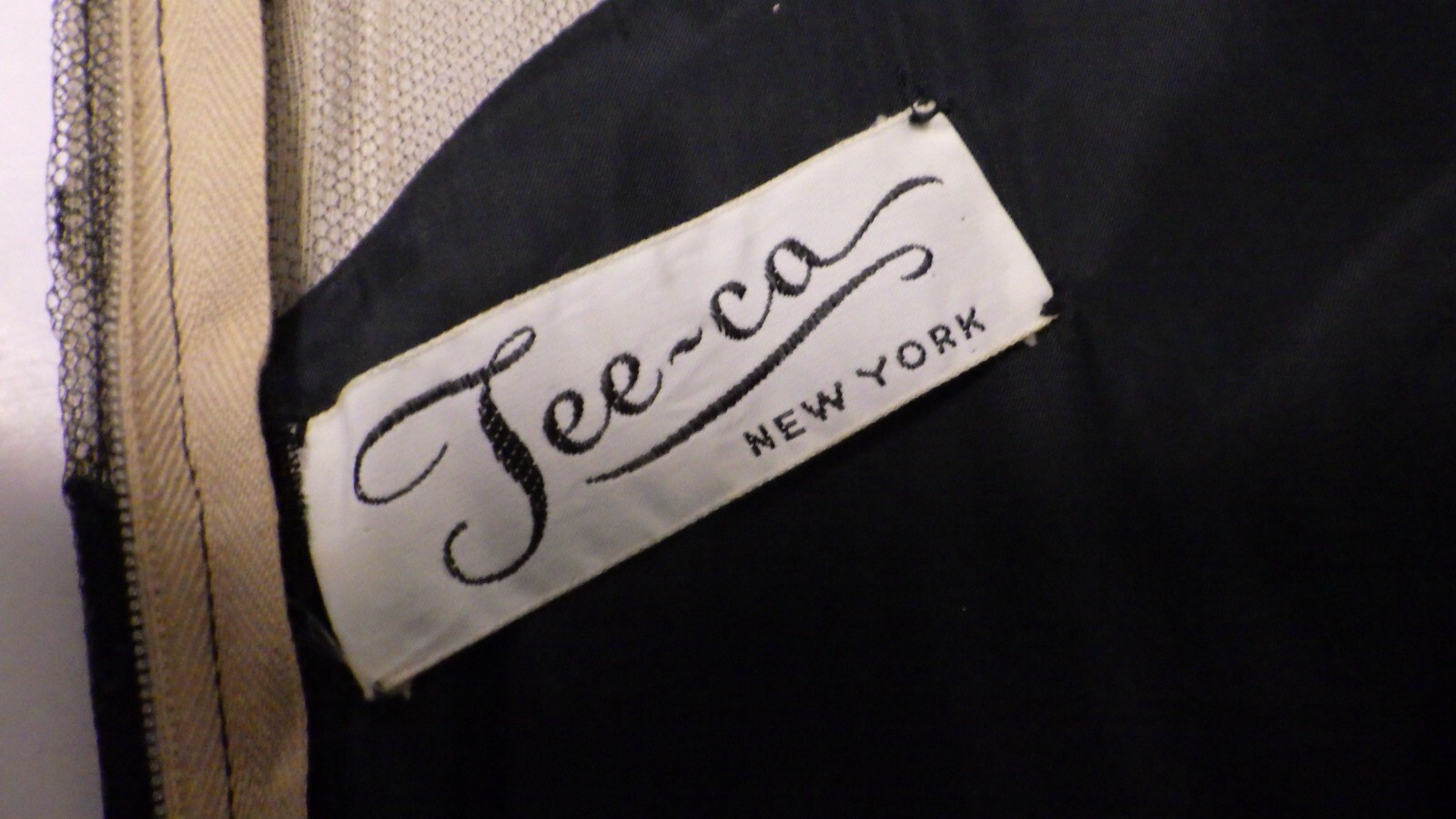 Tee-Ca of New York Vtg 1960s Black Dress Spotted Netting Prom Goth Cocktail Sz 6