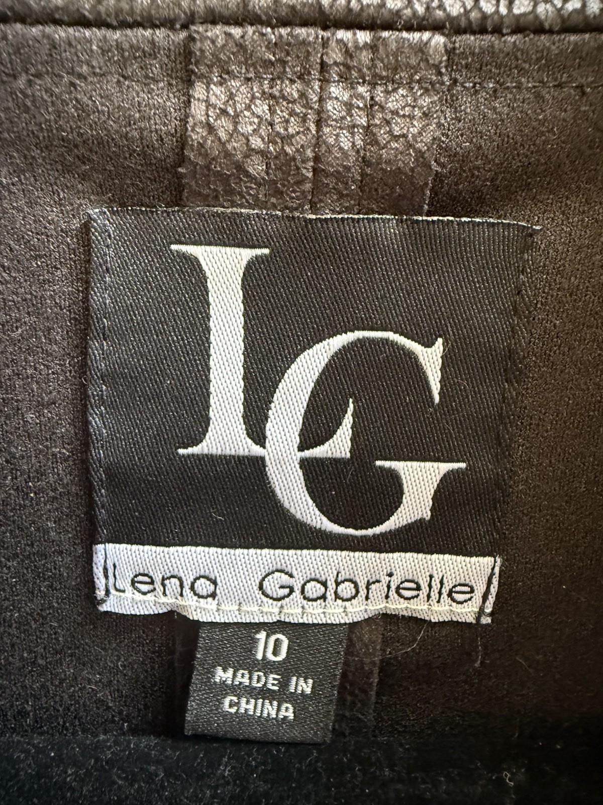 VTG Y2K LENA GABRIELLE FAUX LEATHER Polyester Open Front Belted JACKET Size 10