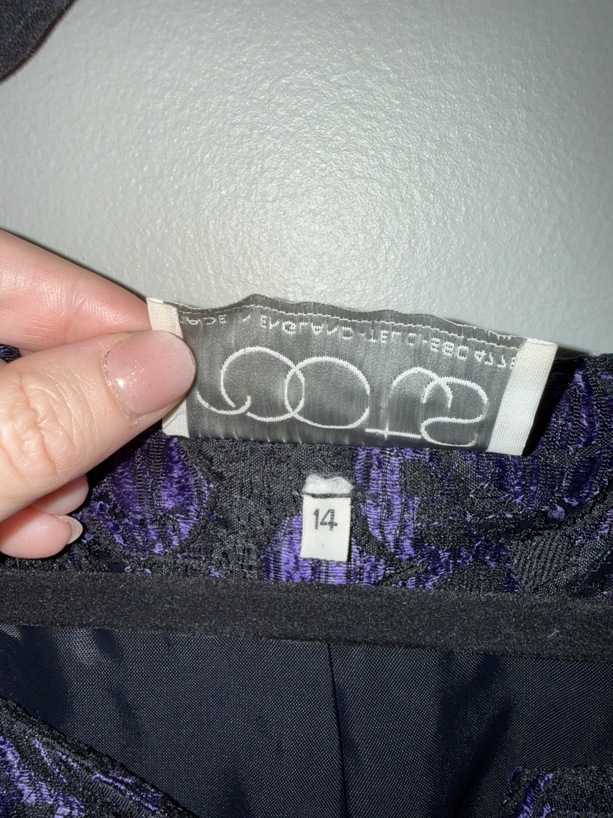 Roots Of London Vintage 80s Glam Puff Sleeve Glitter Top Purple buttons 10