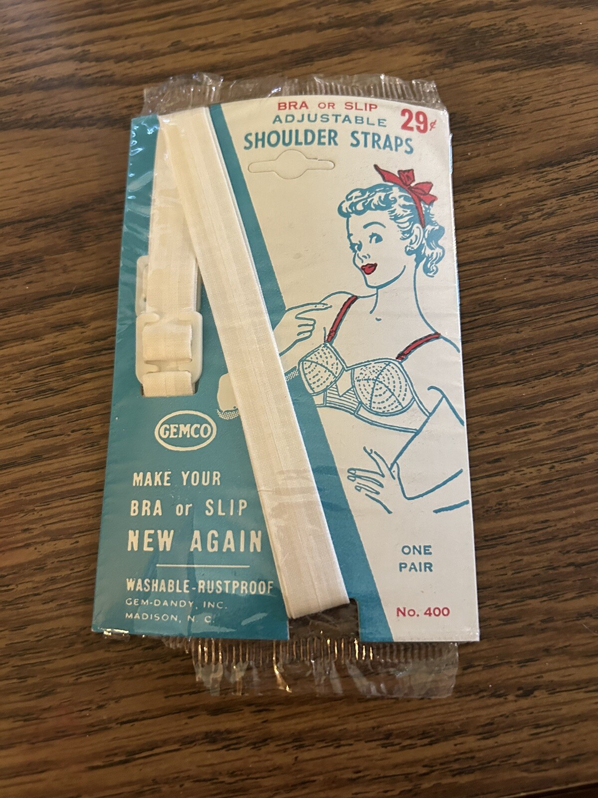 Vtg 50s Bra Stretch Shoulder Straps Gem Dandy Gemco 400 Brassiere NEW Old Stock